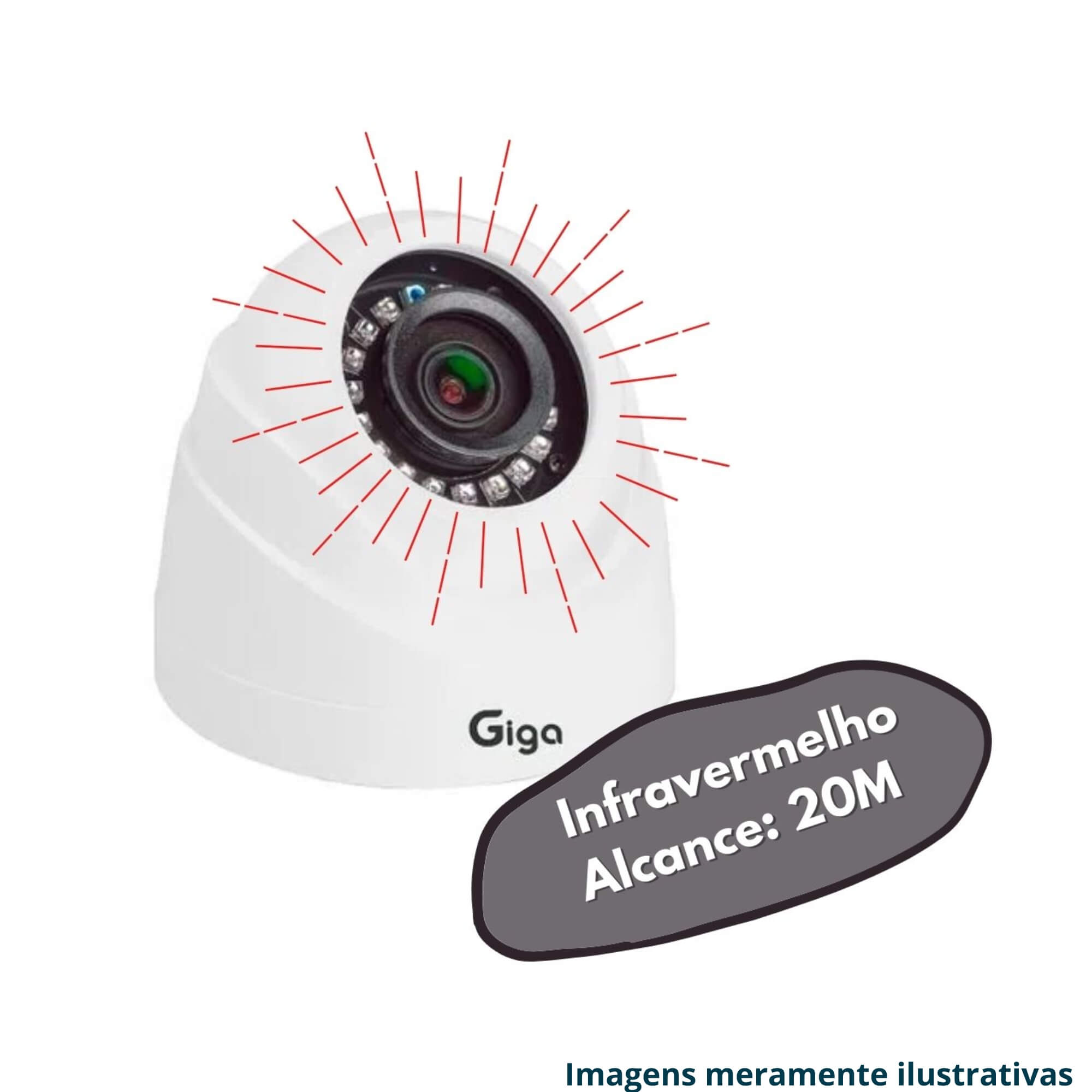 COMP Kit c/ 4 Câmeras Dome 1080P Orion IR 20M Sensor 1/3 3.6MM 12 Led SMD D-WDR Giga GS0470A
