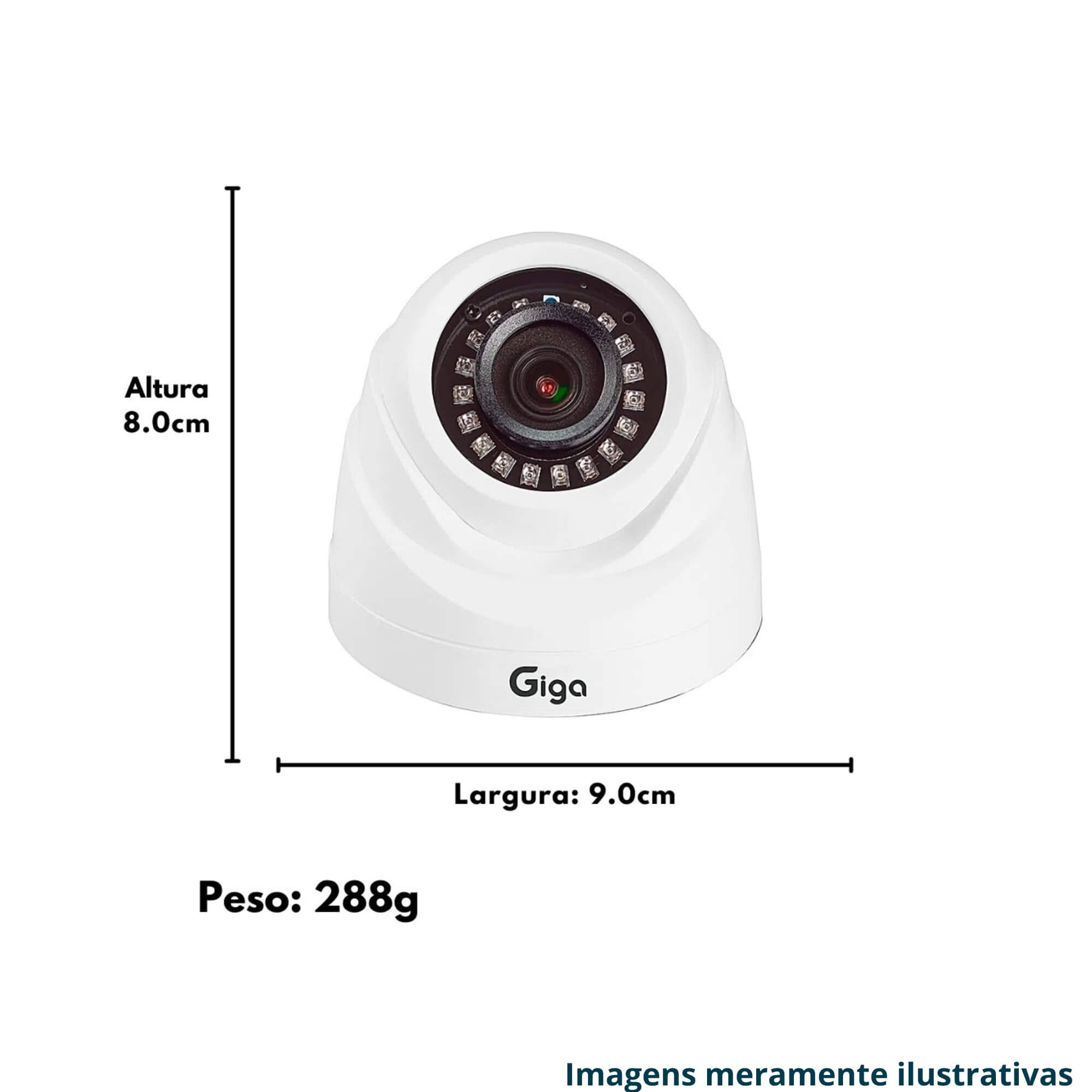 COMP Kit c/ 4 Câmeras Dome 1080P Orion IR 20M Sensor 1/3 3.6MM 12 Led SMD D-WDR Giga GS0470A