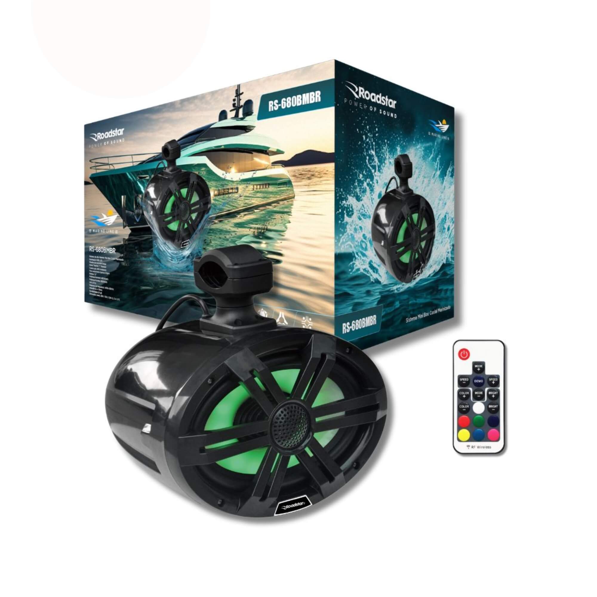 Sistema de Alto-Falantes Mini Box Coaxial Marinizado à Prova D'Água Roadstar RS680MBR MI