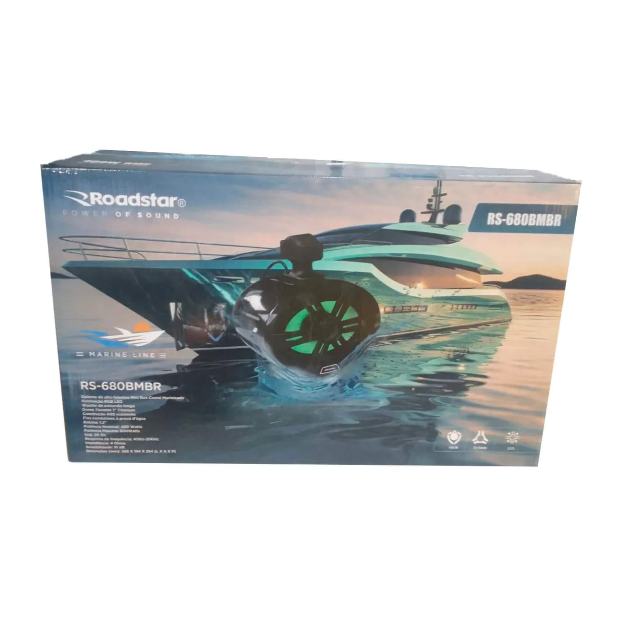 Sistema de Alto-Falantes Mini Box Coaxial Marinizado à Prova D'Água Roadstar RS680MBR MI