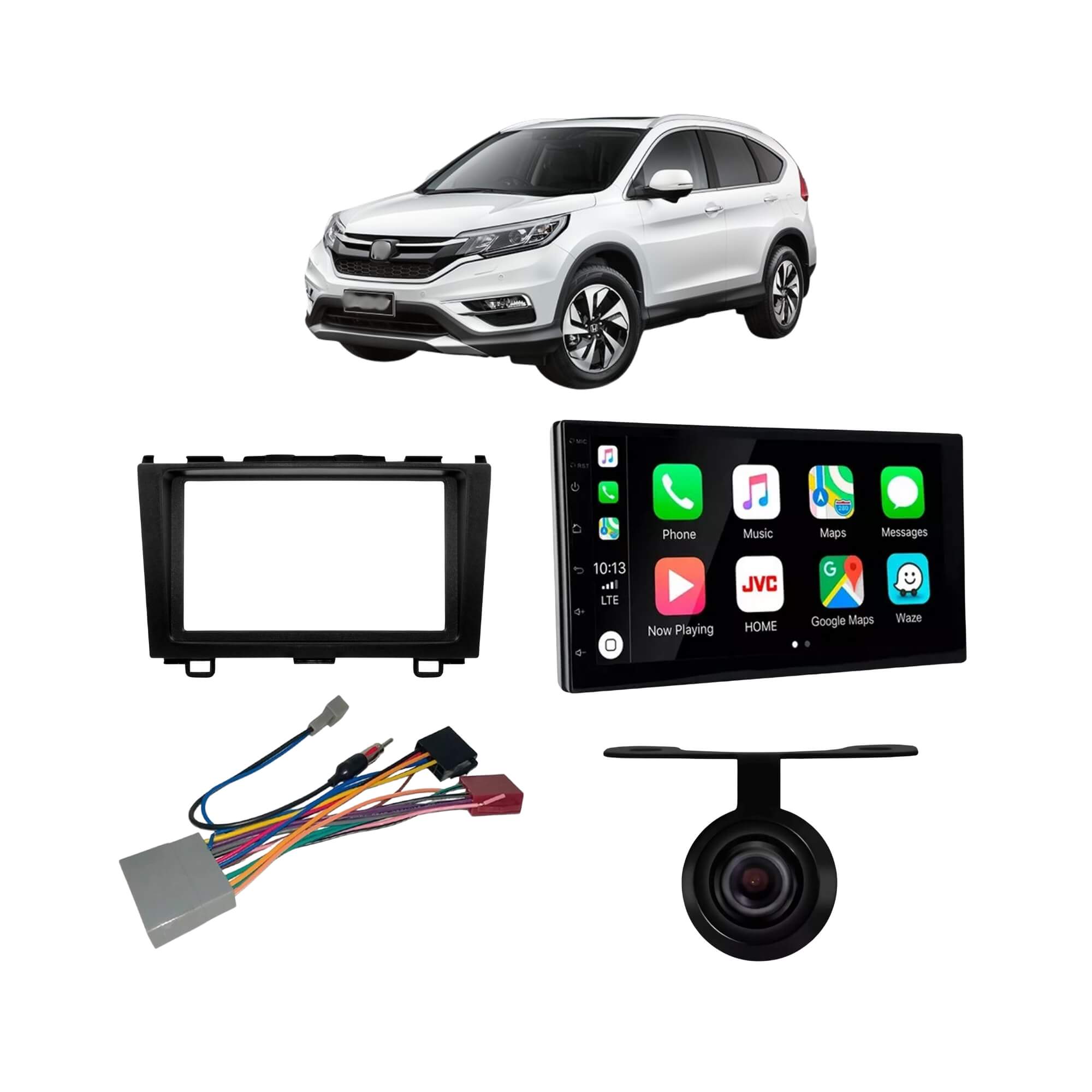 COMP Kit Honda CRV 2009/2011 Multimidia 7" 2+32GB + Câmera de Ré + Moldura + Kit Chicote e Antena