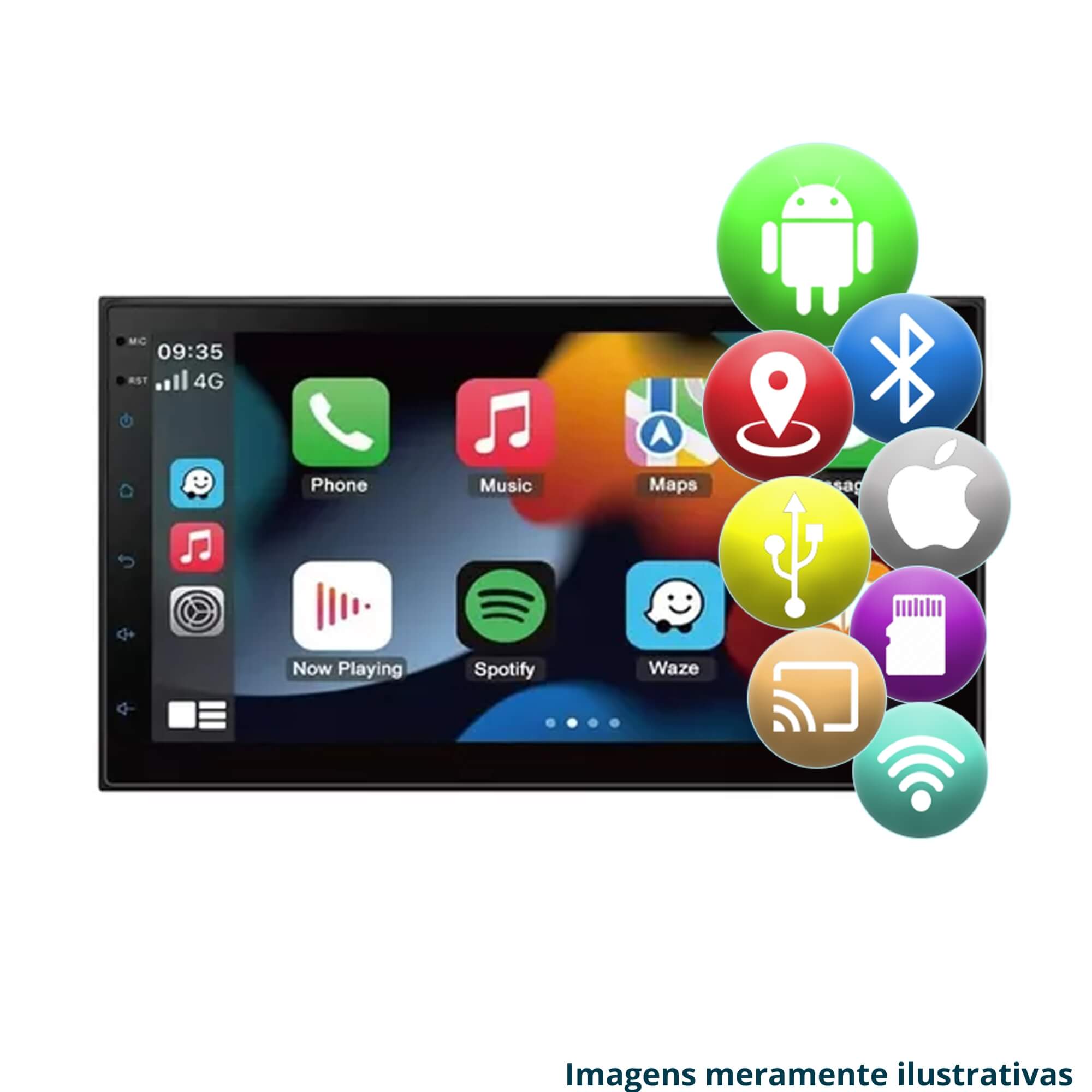 COMP Kit Honda CRV 2009/2011 Multimidia 7" 2+32GB + Câmera de Ré + Moldura + Kit Chicote e Antena
