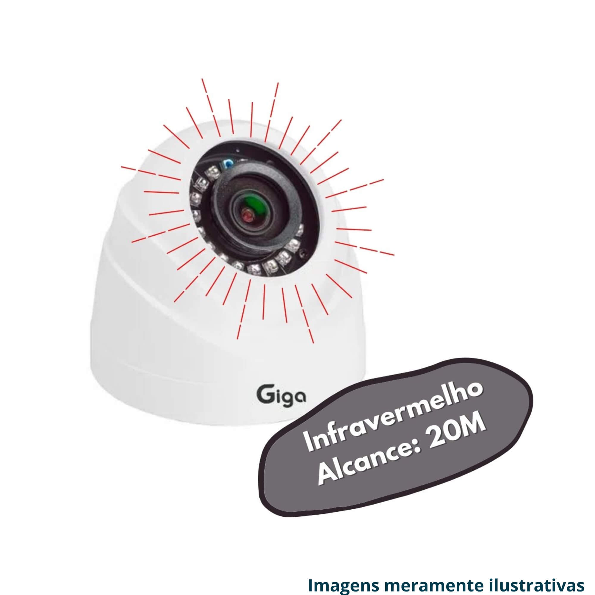 COMP Kit c/ 6 Câmeras Dome 1080P Orion IR 20M Sensor Digital1/3 3.6MM 12 Led SMD D-WDR Giga GS0470A