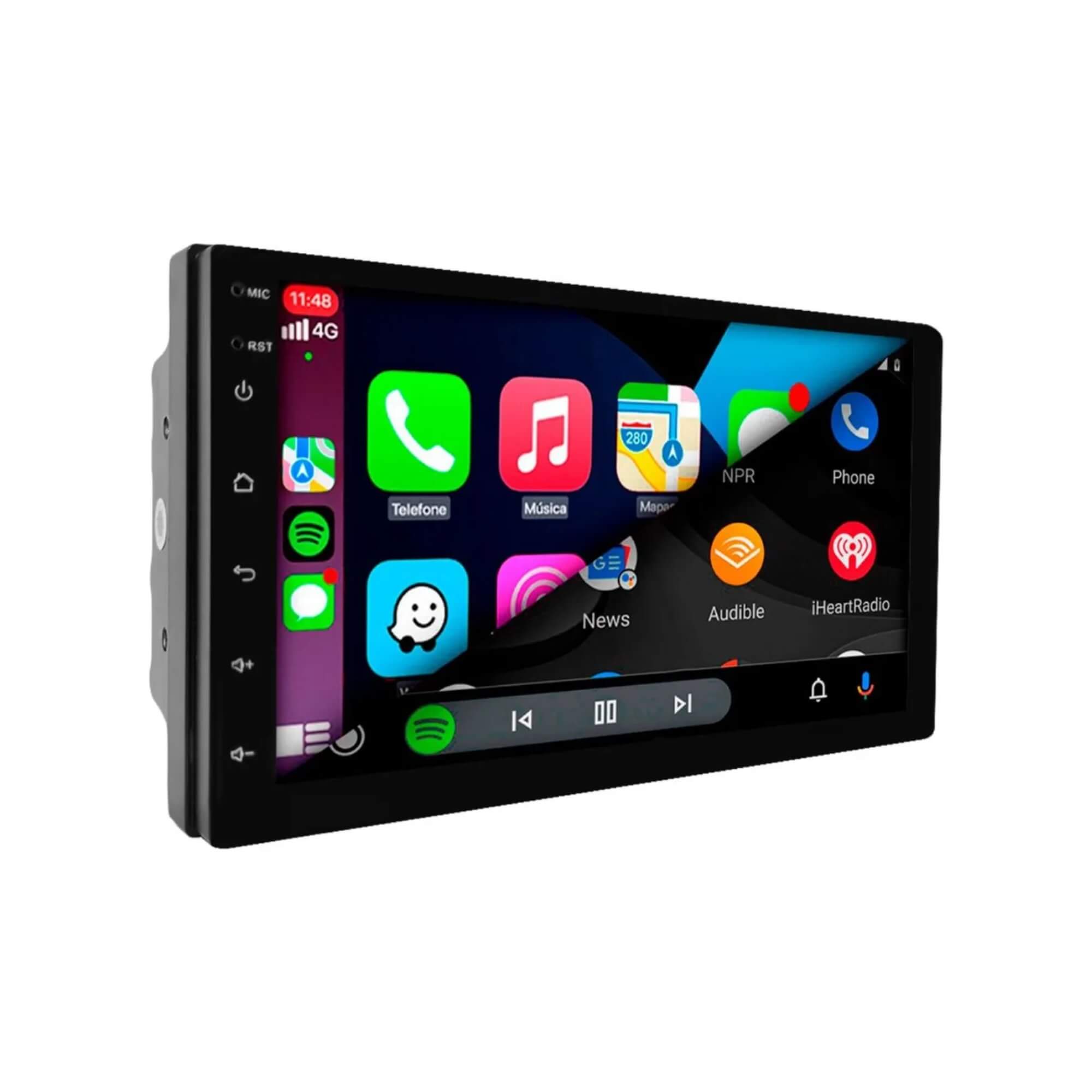 Smart Midia Slim 7" Pol QLED - Full Touch Android 4+64GB Potência 4x60W RMS H-Tech - HT-7240CA