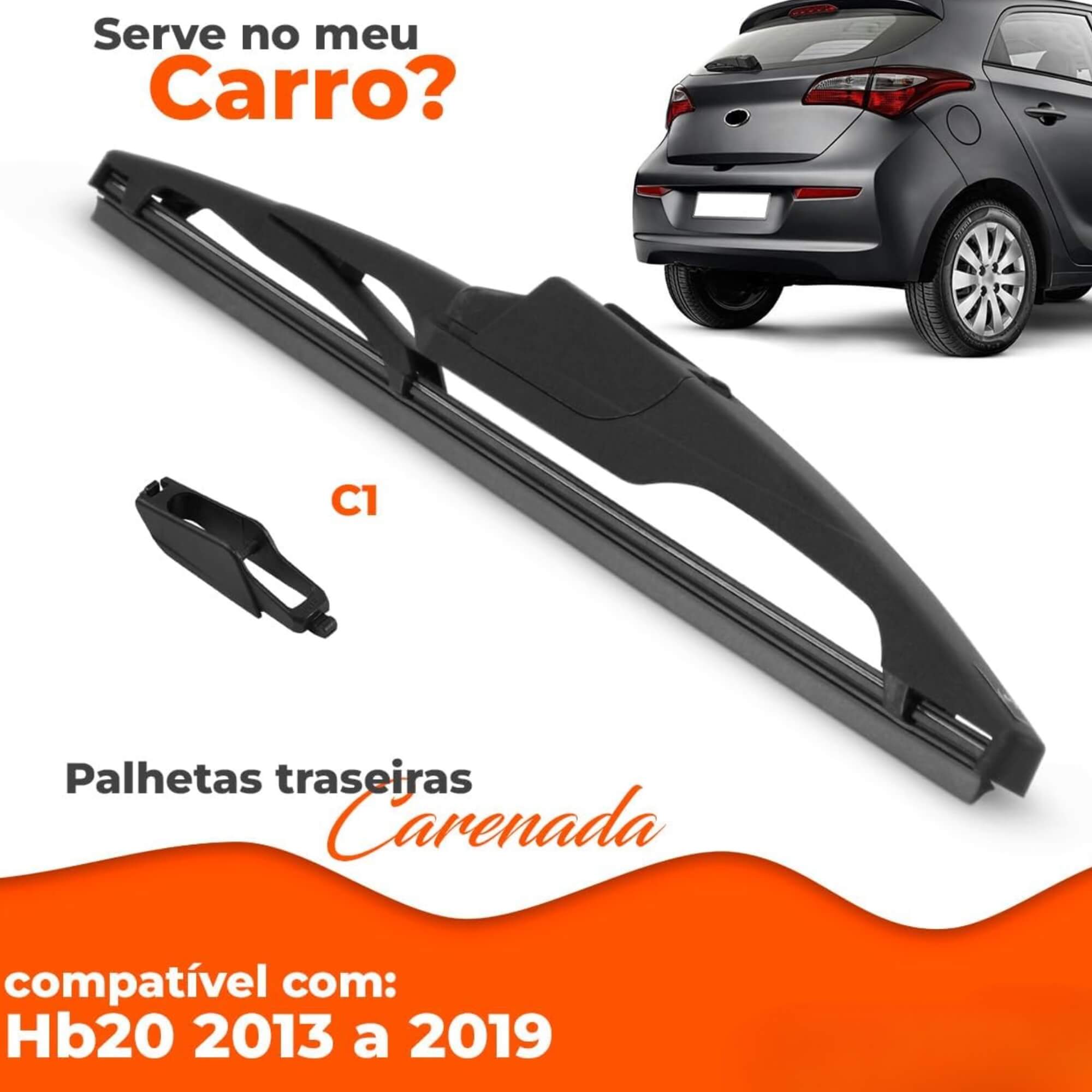 Palheta Traseira Carenada Multi Encaixes 11" Pol compatível com HB20 2013 a 2019 Overvision - TC11