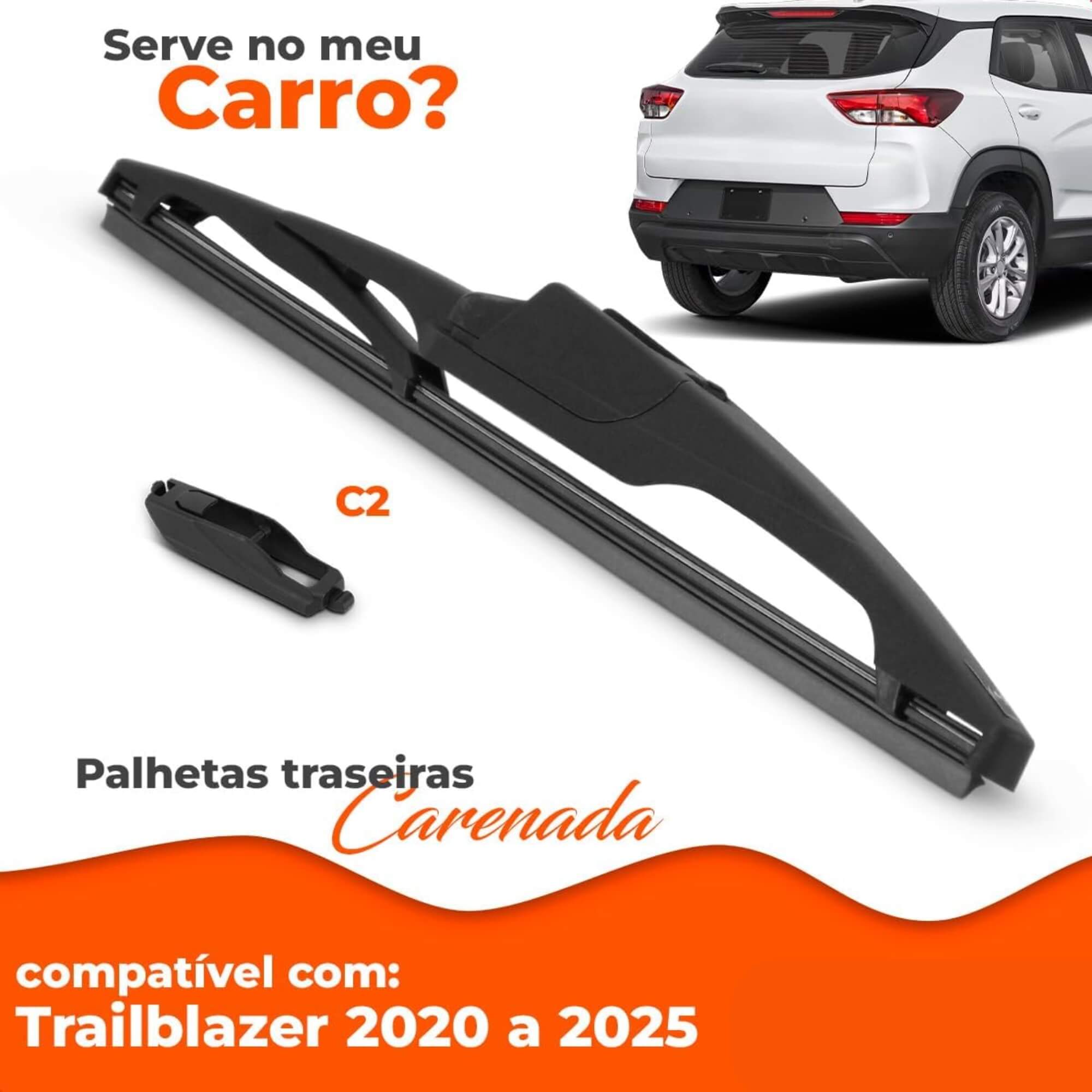 Palheta Limpadora Traseira Carenada 12" Polegadas Trailblazer 2020 a 2025 Overvision - TC12