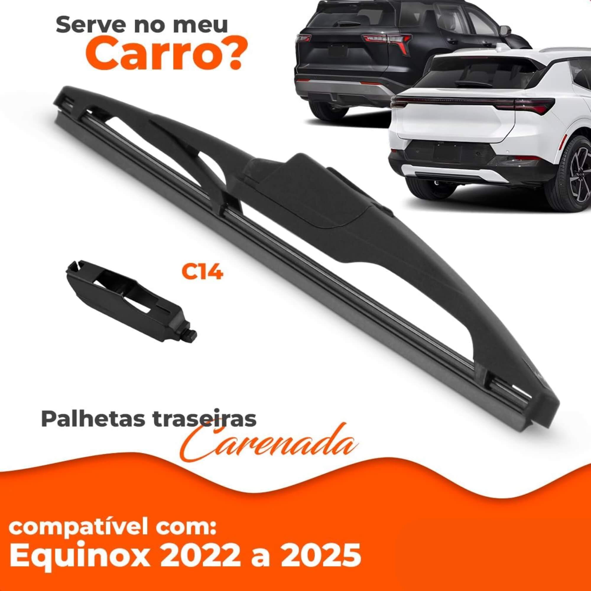 Palheta Limpadora Traseira Carenada 14" Polegadas Equinox 2022 a 2025 Overvision - TC14