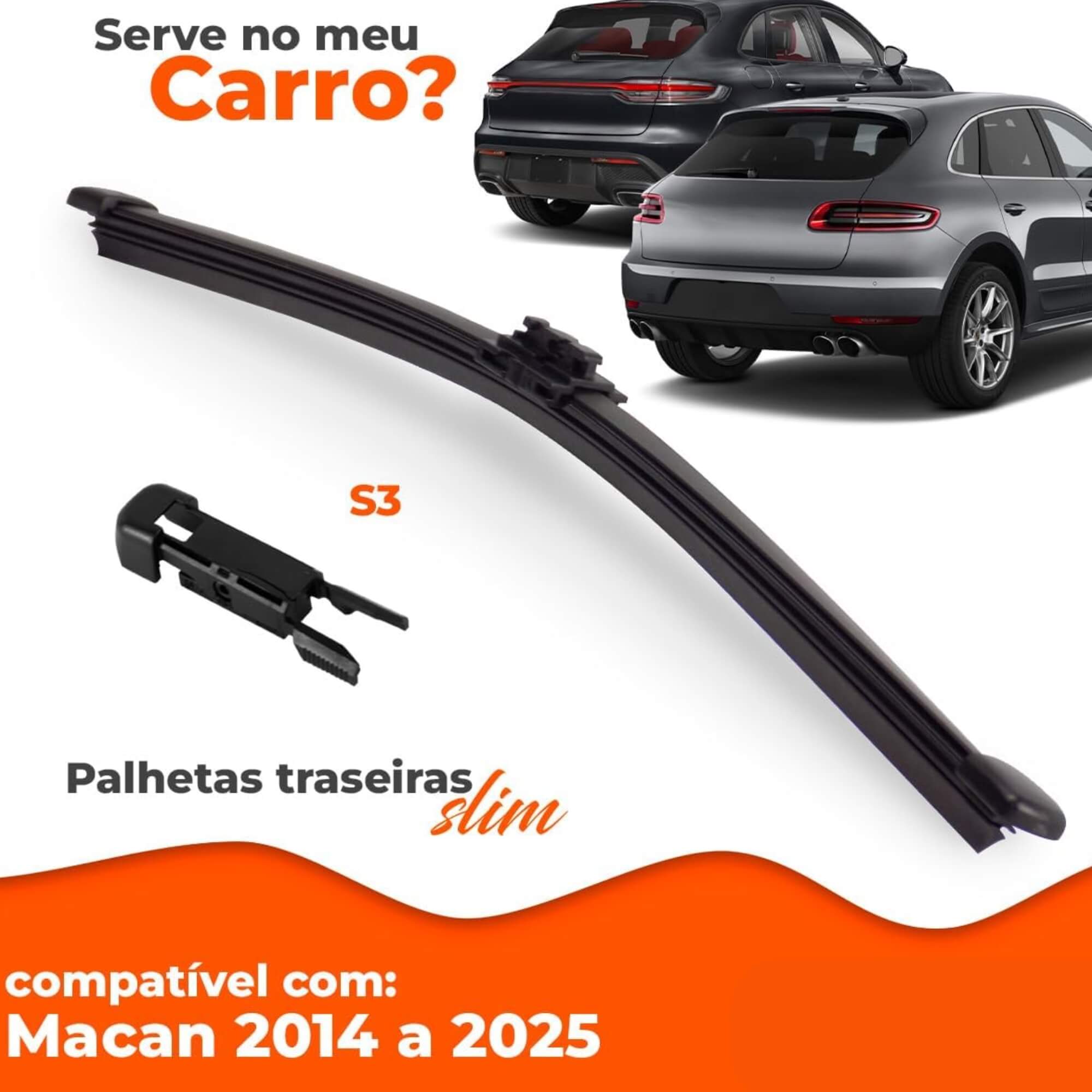 Palheta Traseira Slim Limpadora de Para-Brisa 14" Polegadas Macan 2014 a 2025 Overvision - TS14