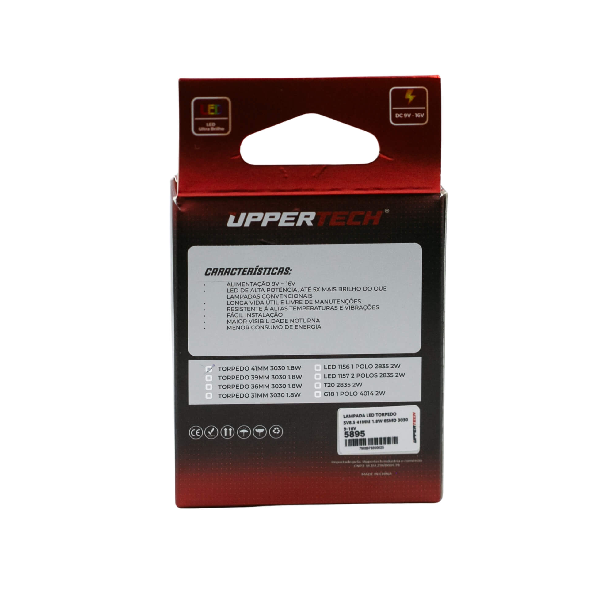 Lâmpada Led 1 Polo 1156 BA15S 2W 6SMD 2835 9-16V Uppertech - 5899