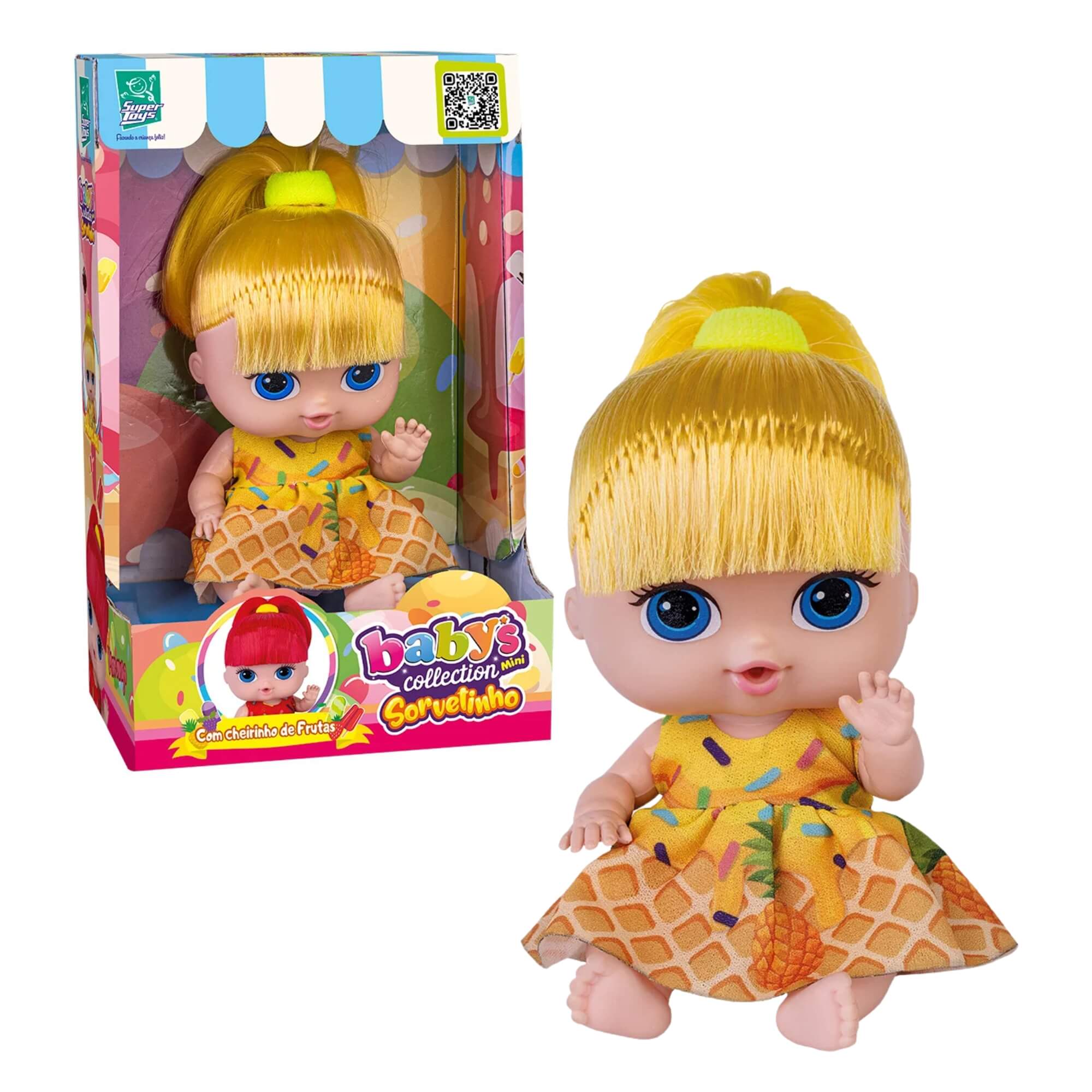 Boneca Babys Collection Mini Sorvetinho Abacaxi Super Toys - 604