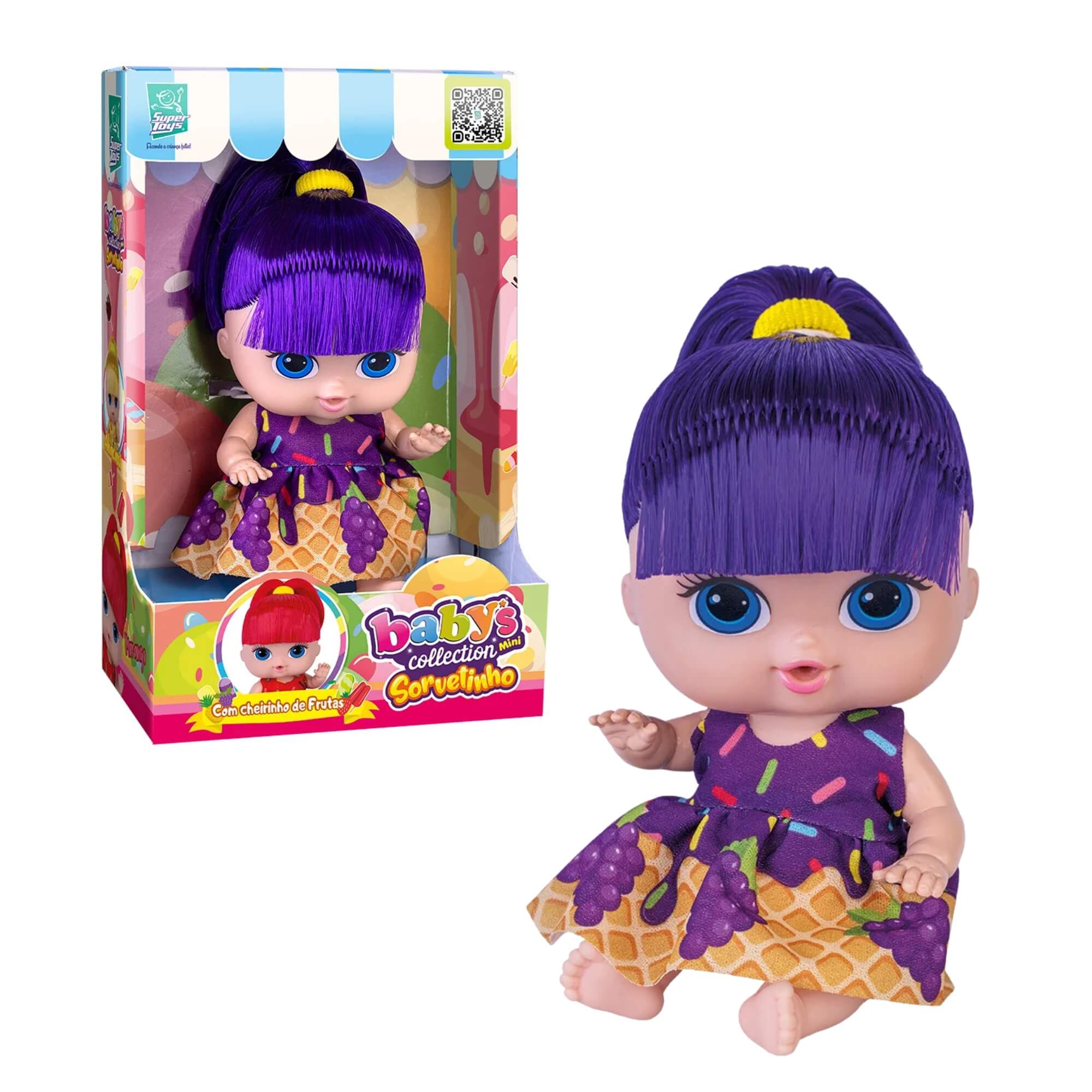 Boneca Babys Collection Mini Sorvetinho Uva Super Toys - 606