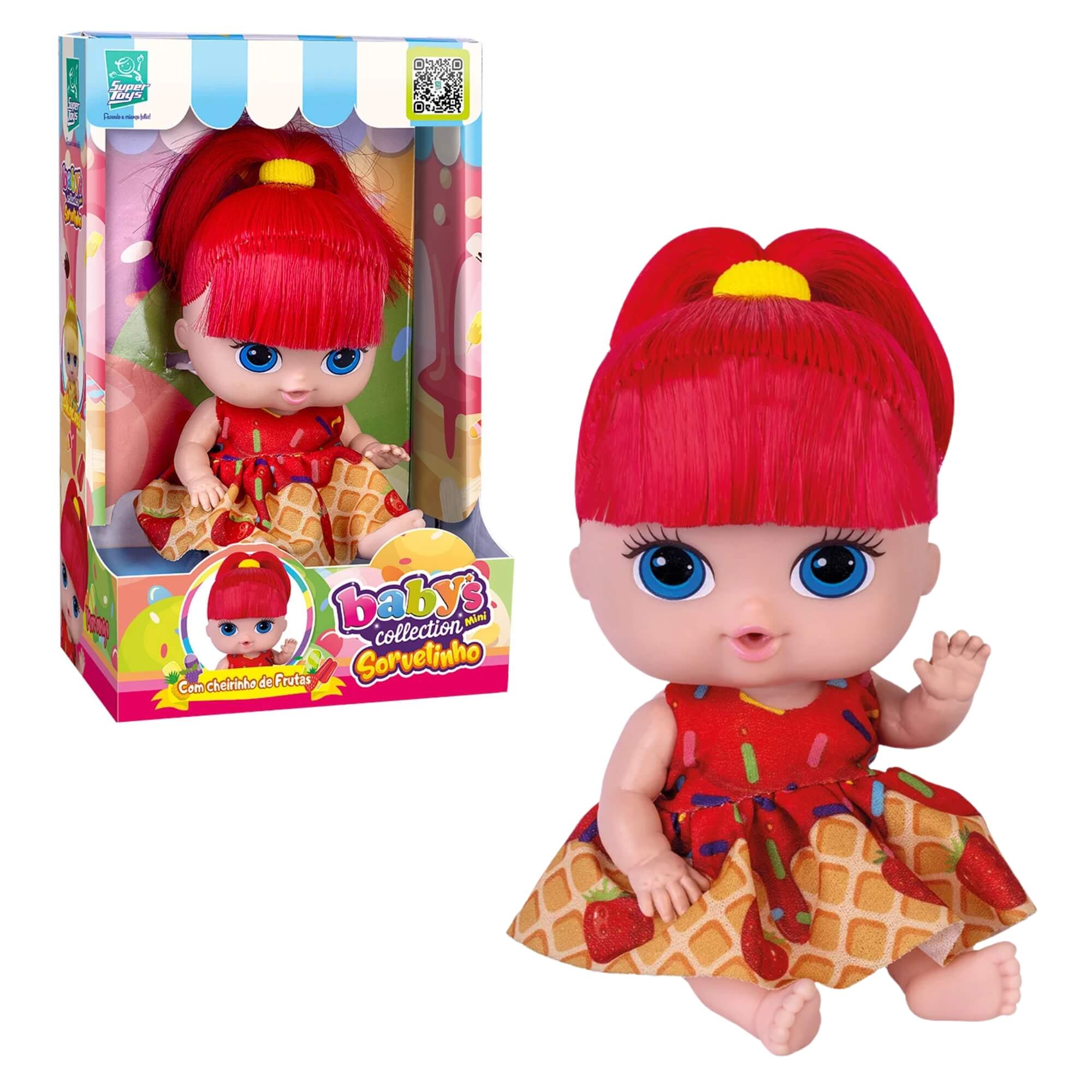 Boneca Babys Collection Mini Sorvetinho Morango Super Toys - 607