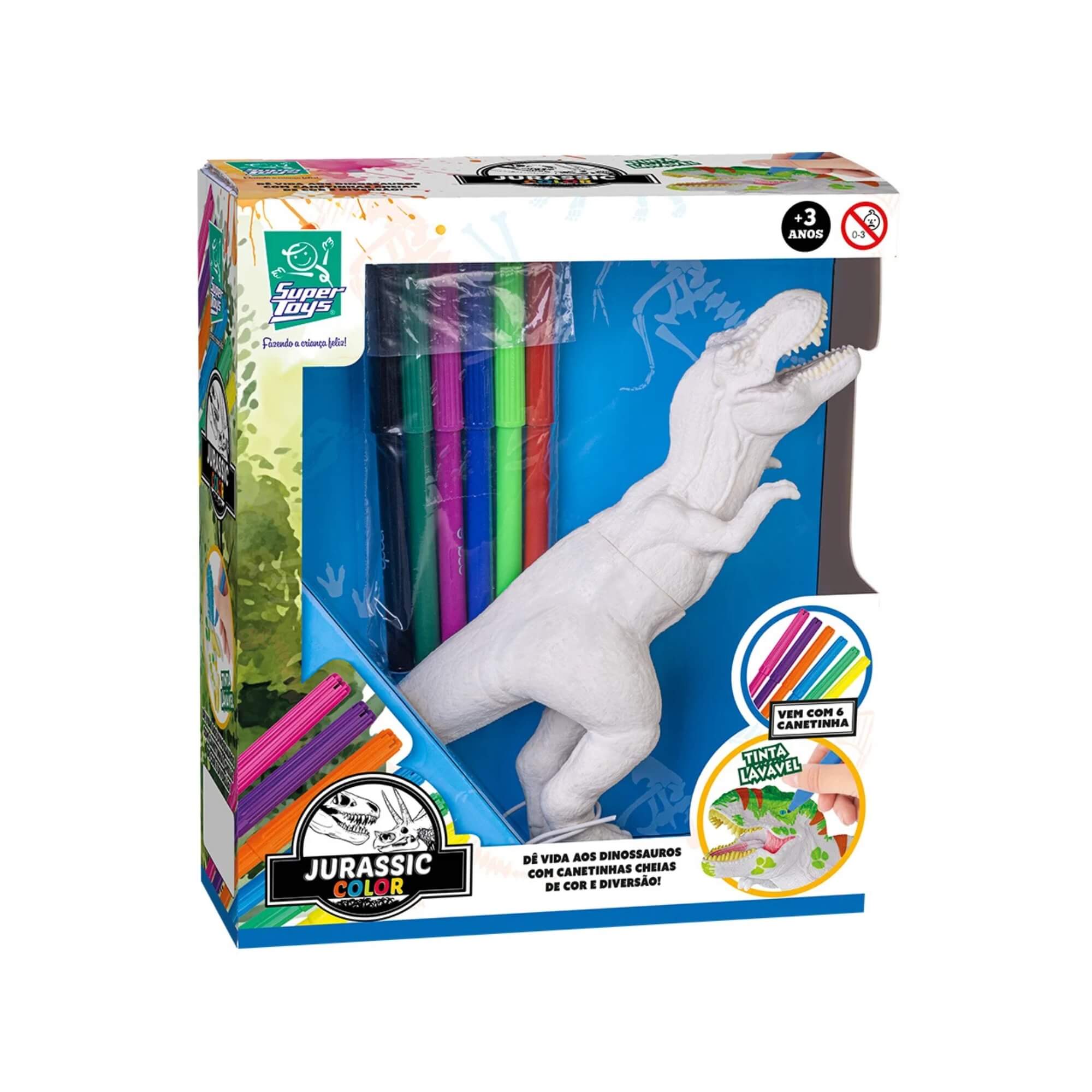 Brinquedo Infantil Boneco Jurassic Color T-Rex Para Pintar Super Toys - 633