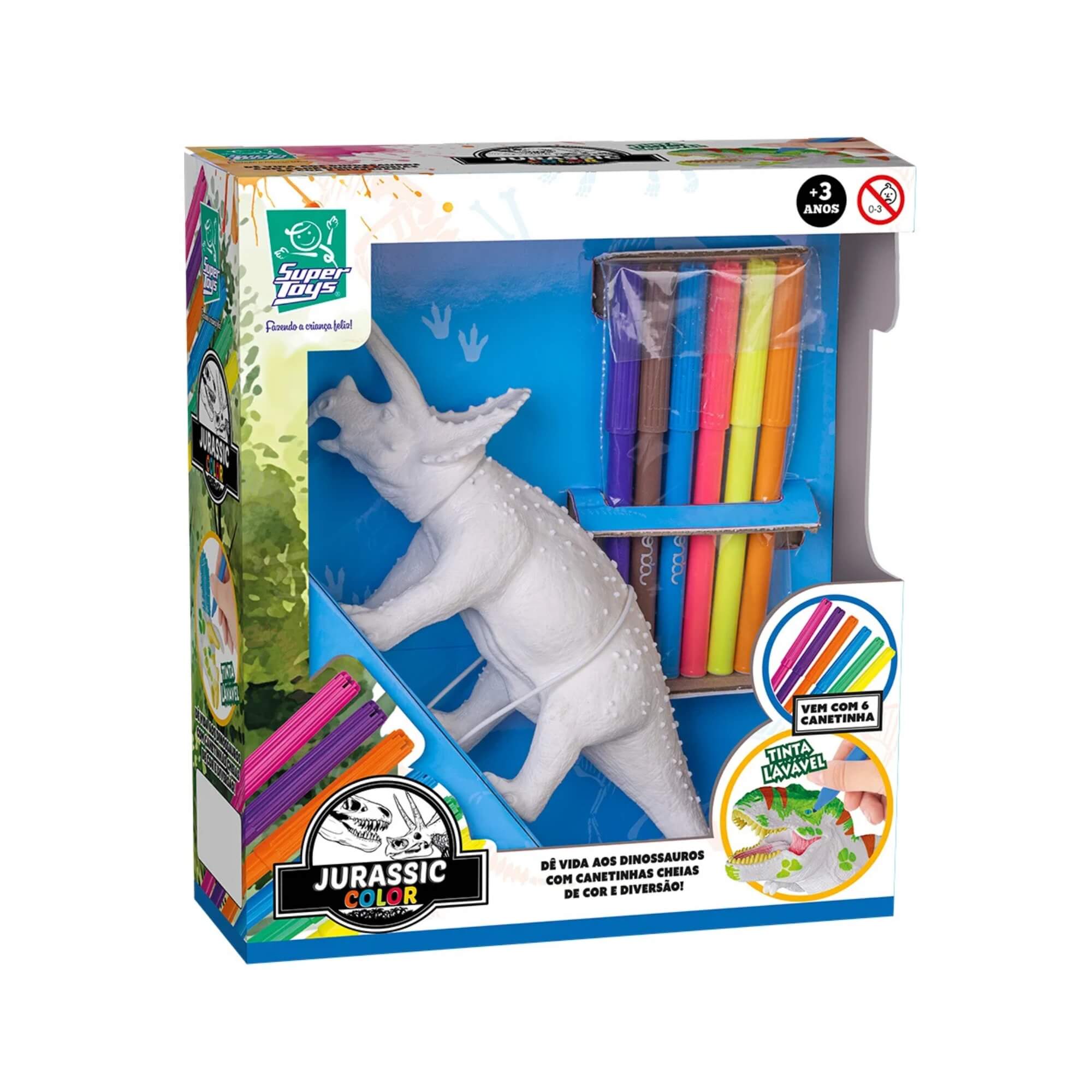 Brinquedo Infantil Jurassic Color Triceratops para Pintar Super Toys - 634
