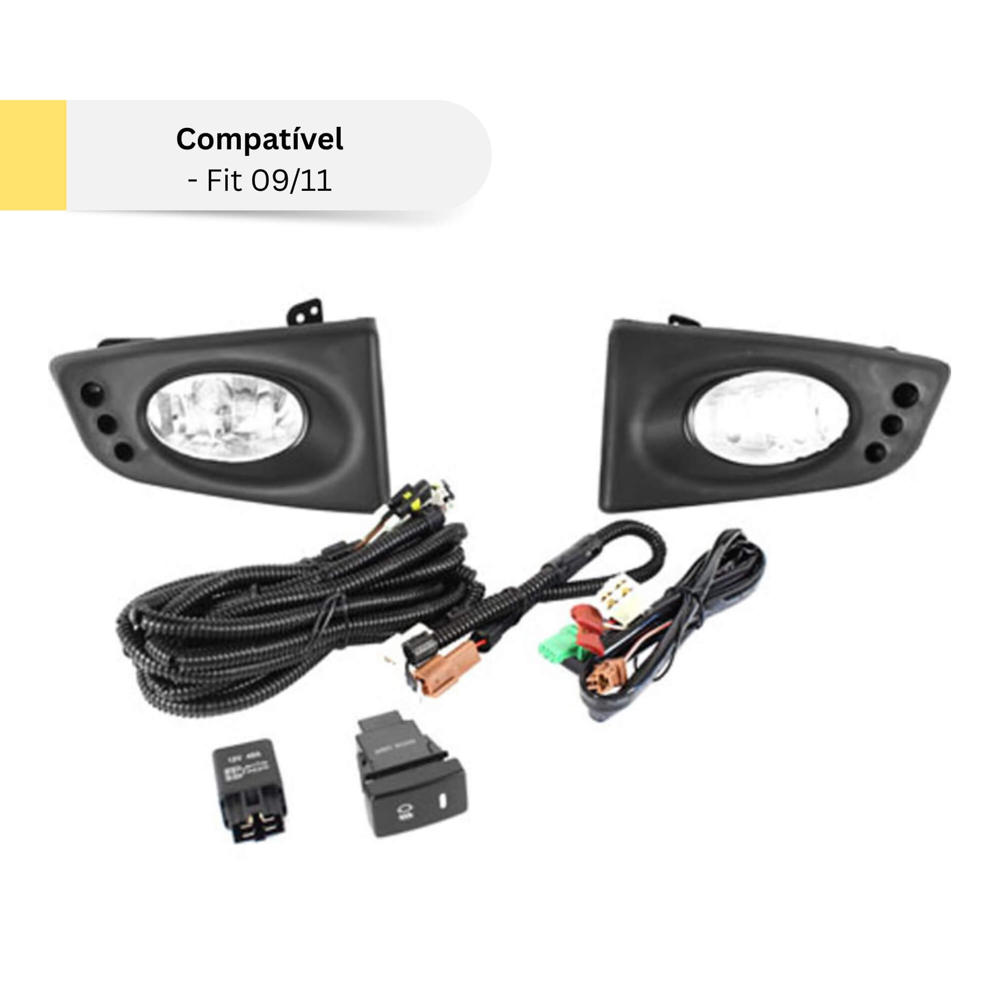 Kit Farol de Milha Fit 2009/2011 Botão Modelo Original Shocklight - SL-110510