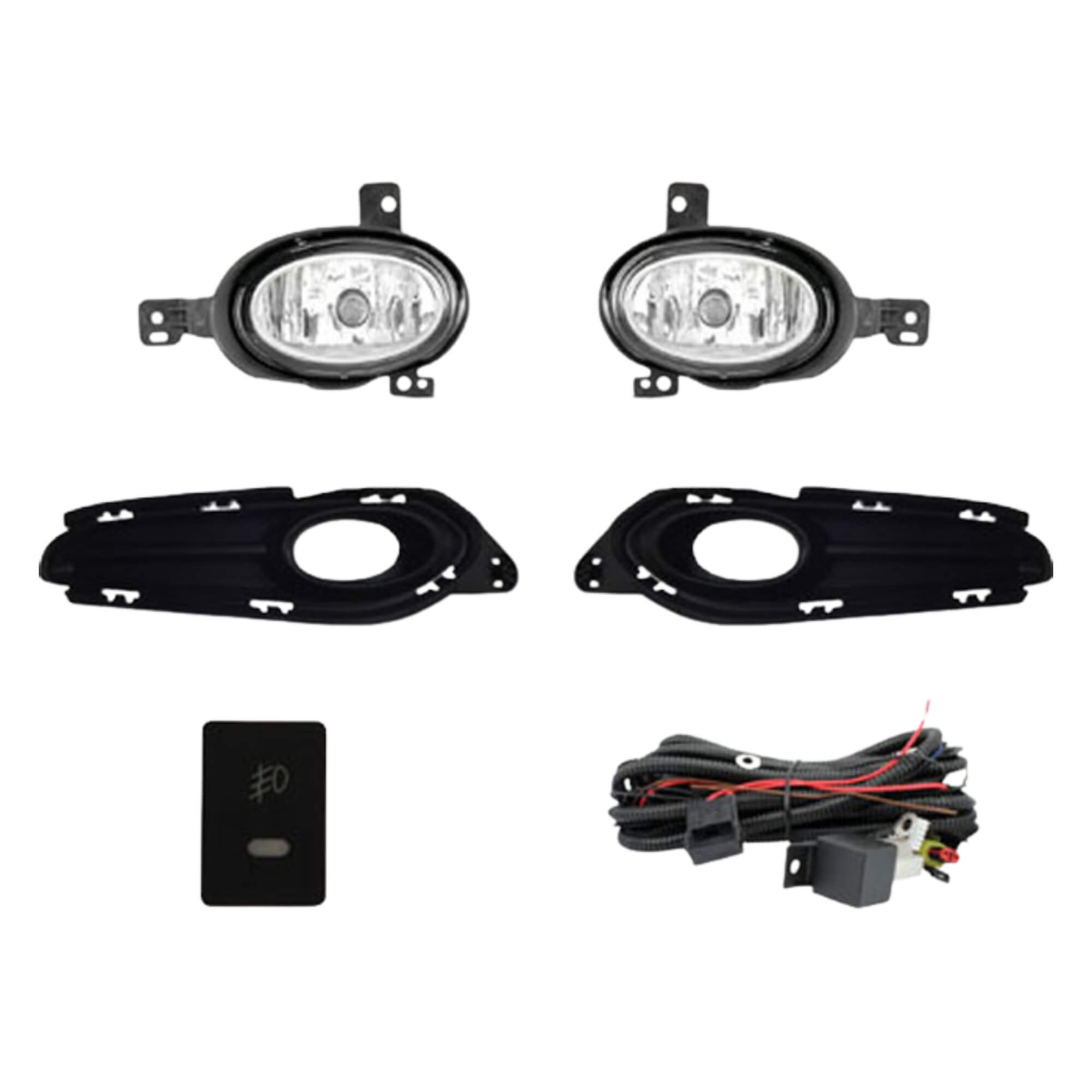 Kit Farol de Milha HRV 15/18 Moldura Preta Botão Modelo Original Shocklight - SL-111810