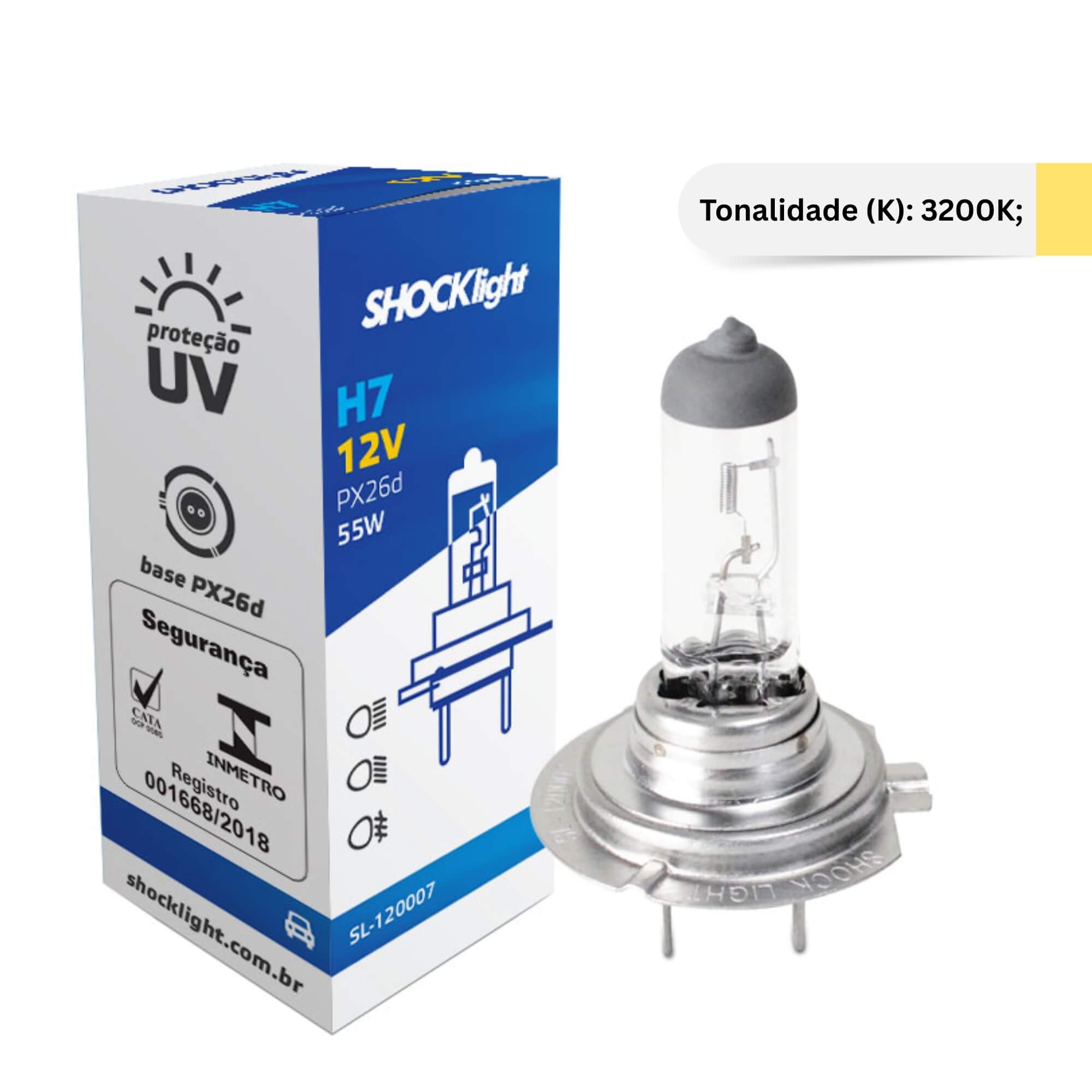 Lâmpada Halógena Standart H7 12V 55W PX26D Shocklight - SL-120007