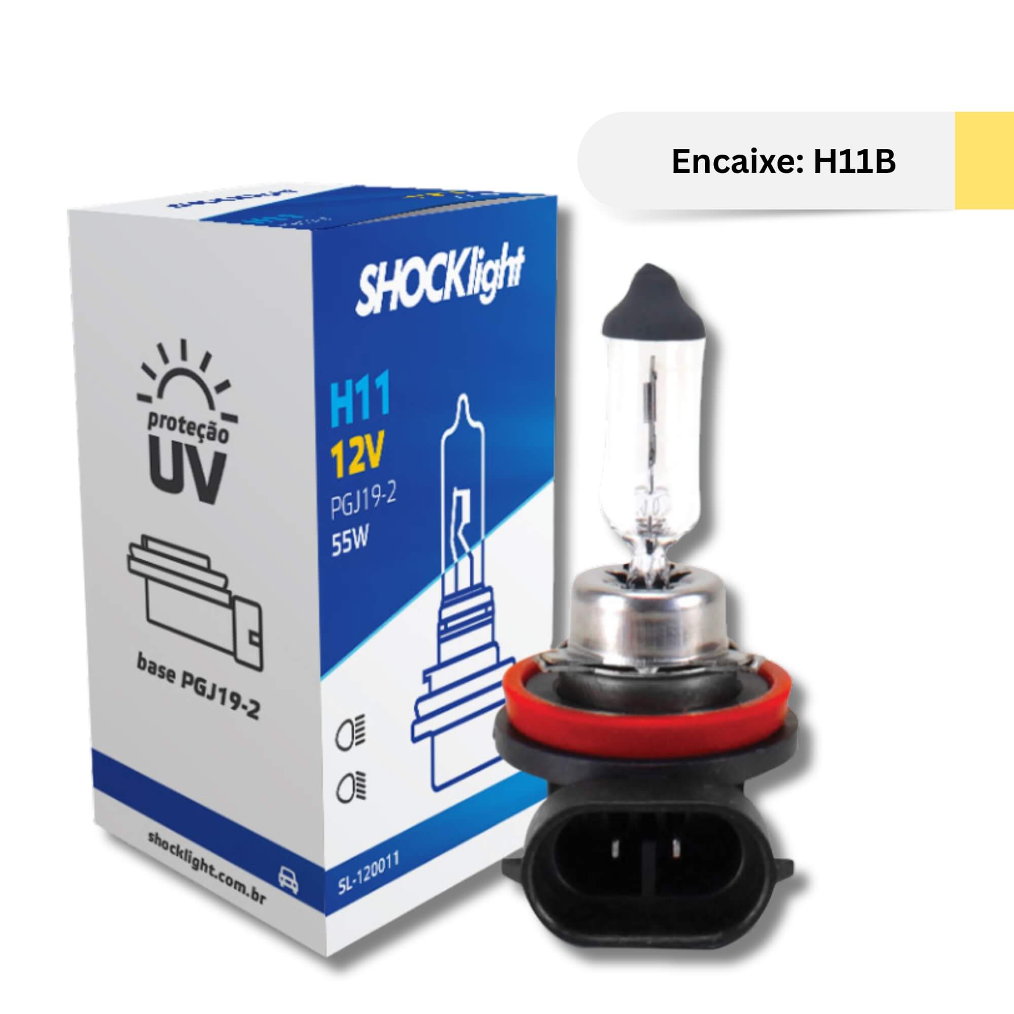 Lâmpada Halógena Standart H11B 12V 55W PGJY19-2 Shocklight - SL-120011B