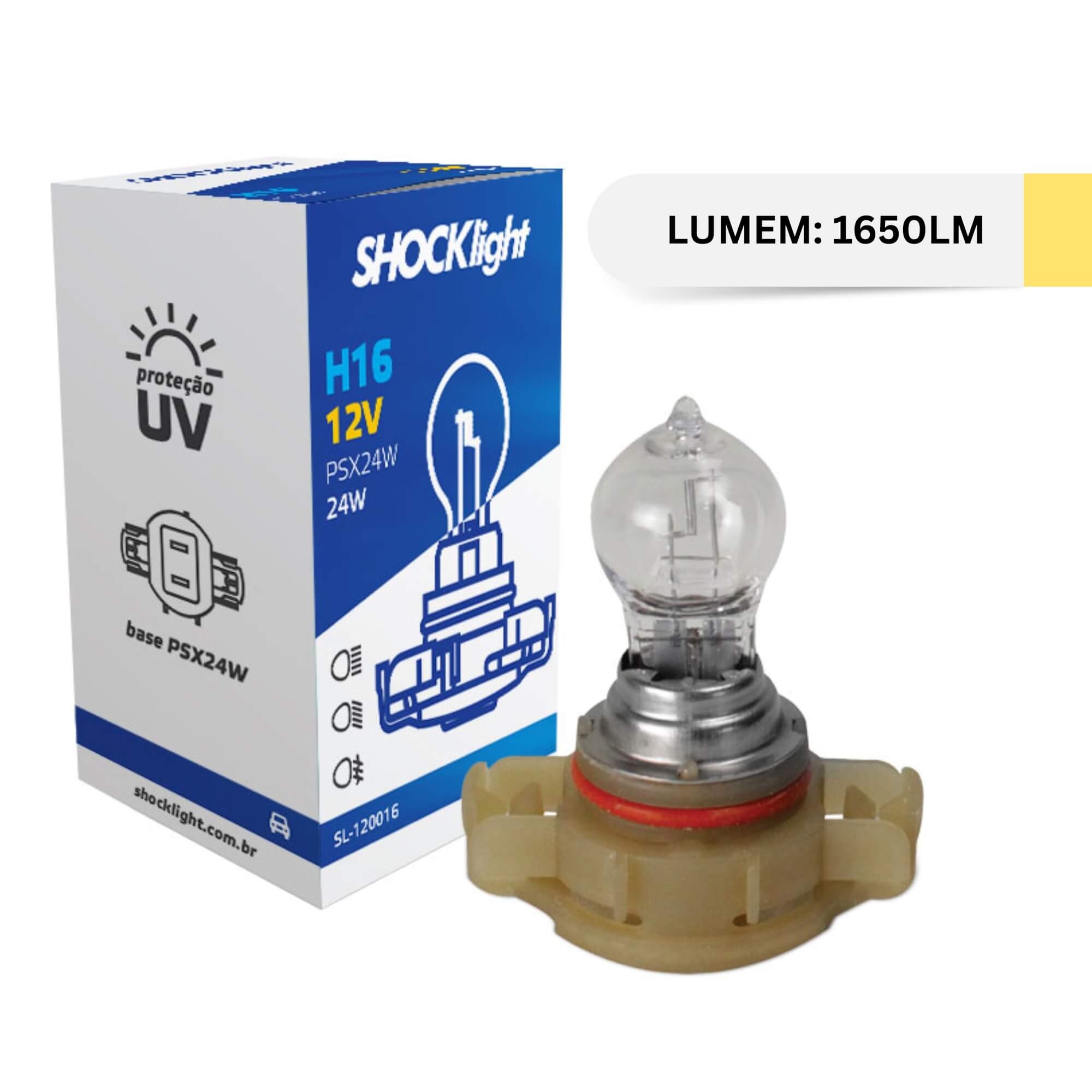 Lâmpada Halógena Standart H16 12V 24W PSX24W Shocklight - SL-120016