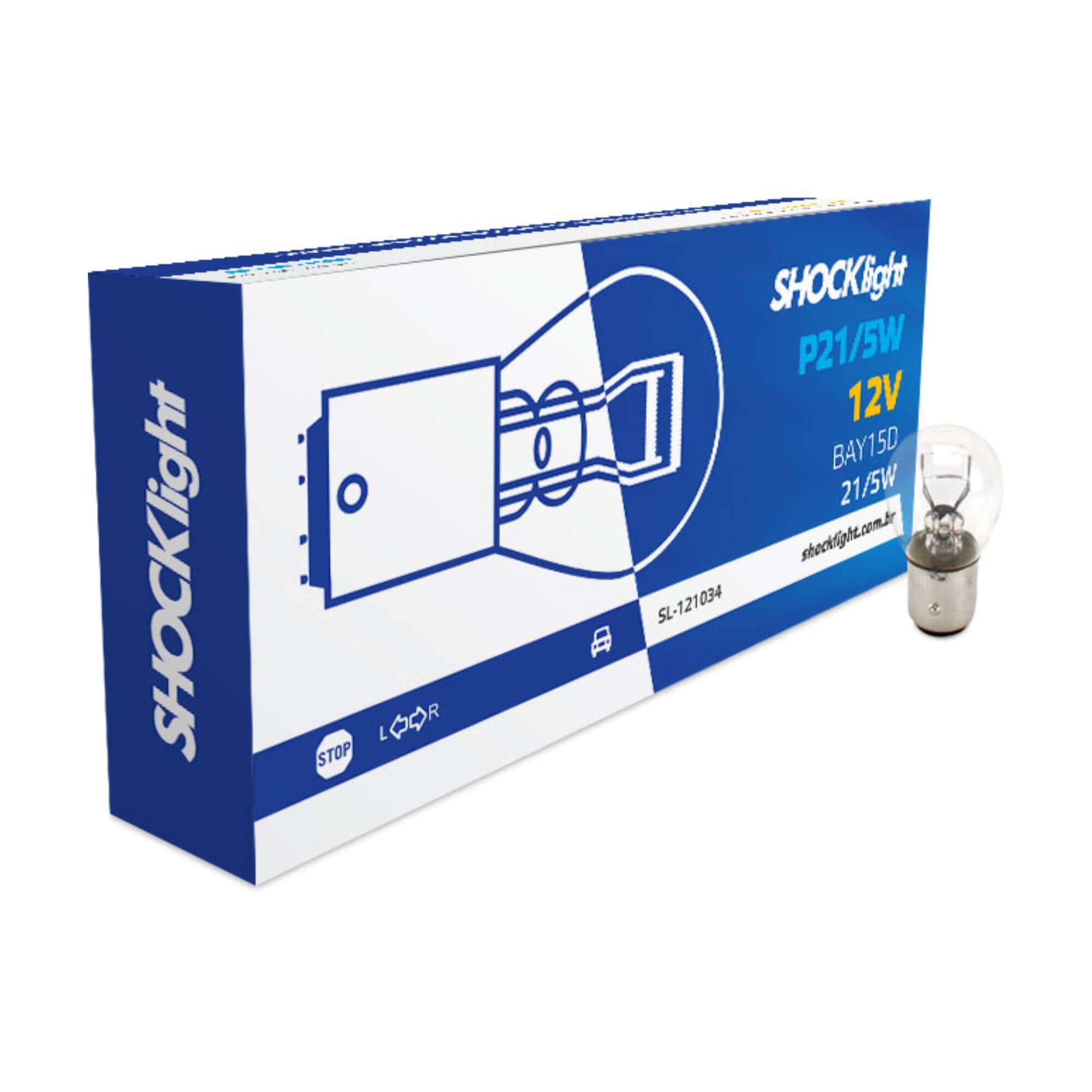 Lâmpada 1034 12V 21/5W BAY15D 02 Polos (Caixa com 10 unidades) Shocklight - SL-121034