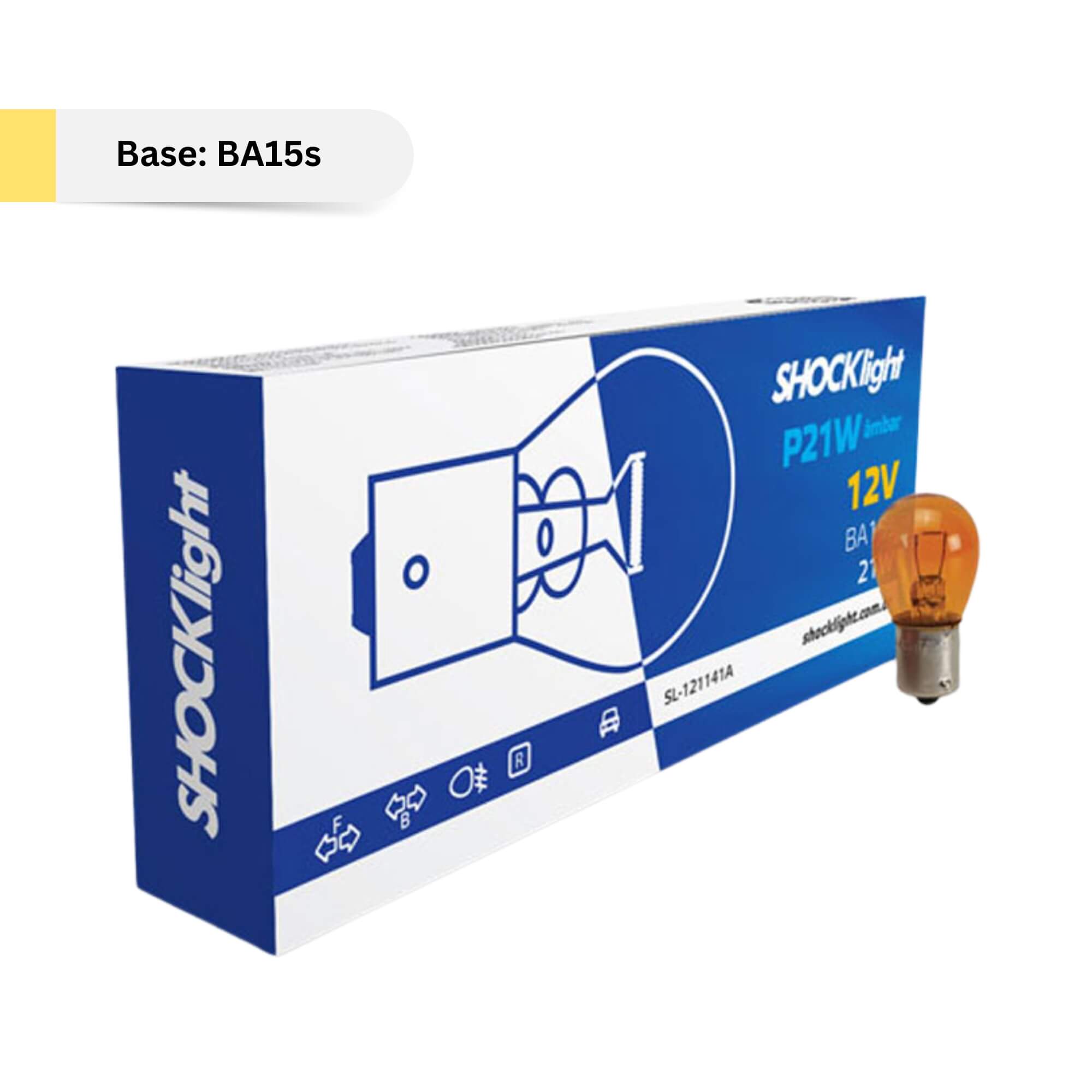 Lâmpada 1141 12V 21W BA15S 01 Polo Ambar (Caixa com 10 Unidades) Shocklight - SL-121141A