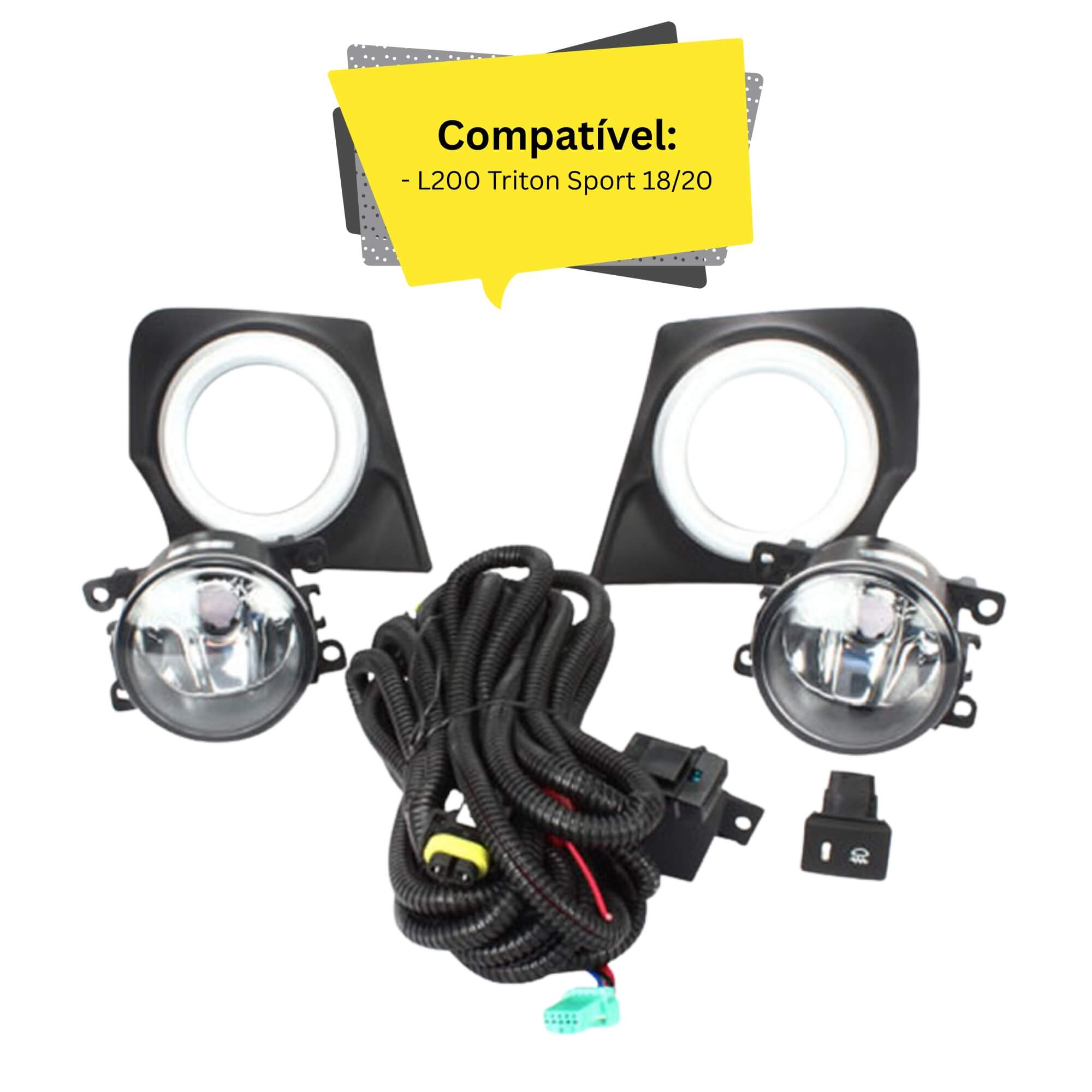 Kit Farol de milha L200 Triton Sport 18/20 Botão Modelo Original Shocklight - SL-190510