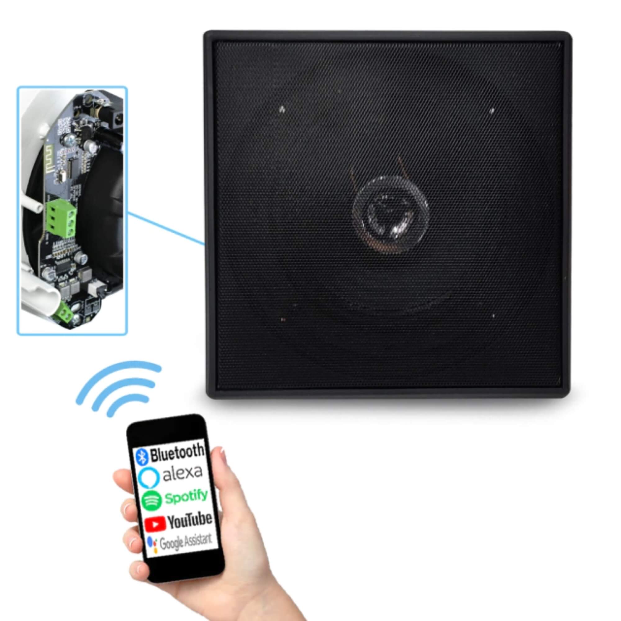 Sistema Arandela Ativa + Arandela Passiva Quadrada Preta 6" Pol 70W RMS Leson - 2LSQUADPT
