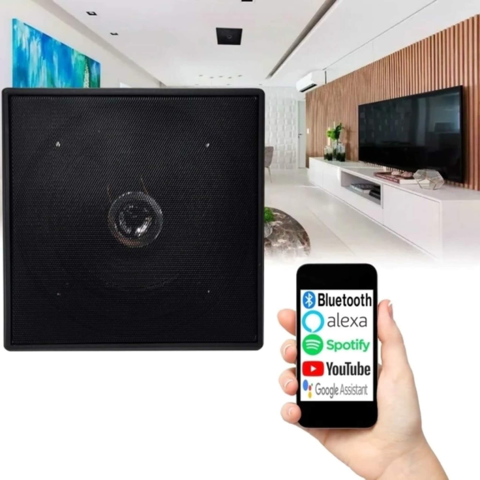 Sistema Arandela Ativa + Arandela Passiva Quadrada Preta 6" Pol 70W RMS Leson - 2LSQUADPT