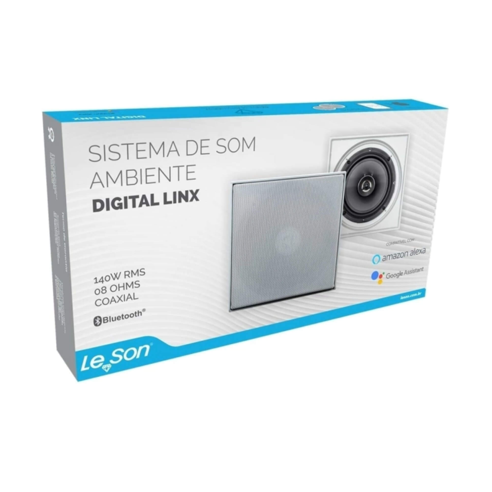 Sistema Arandela Ativa + Arandela Passiva Quadrada Preta 6" Pol 70W RMS Leson - 2LSQUADPT