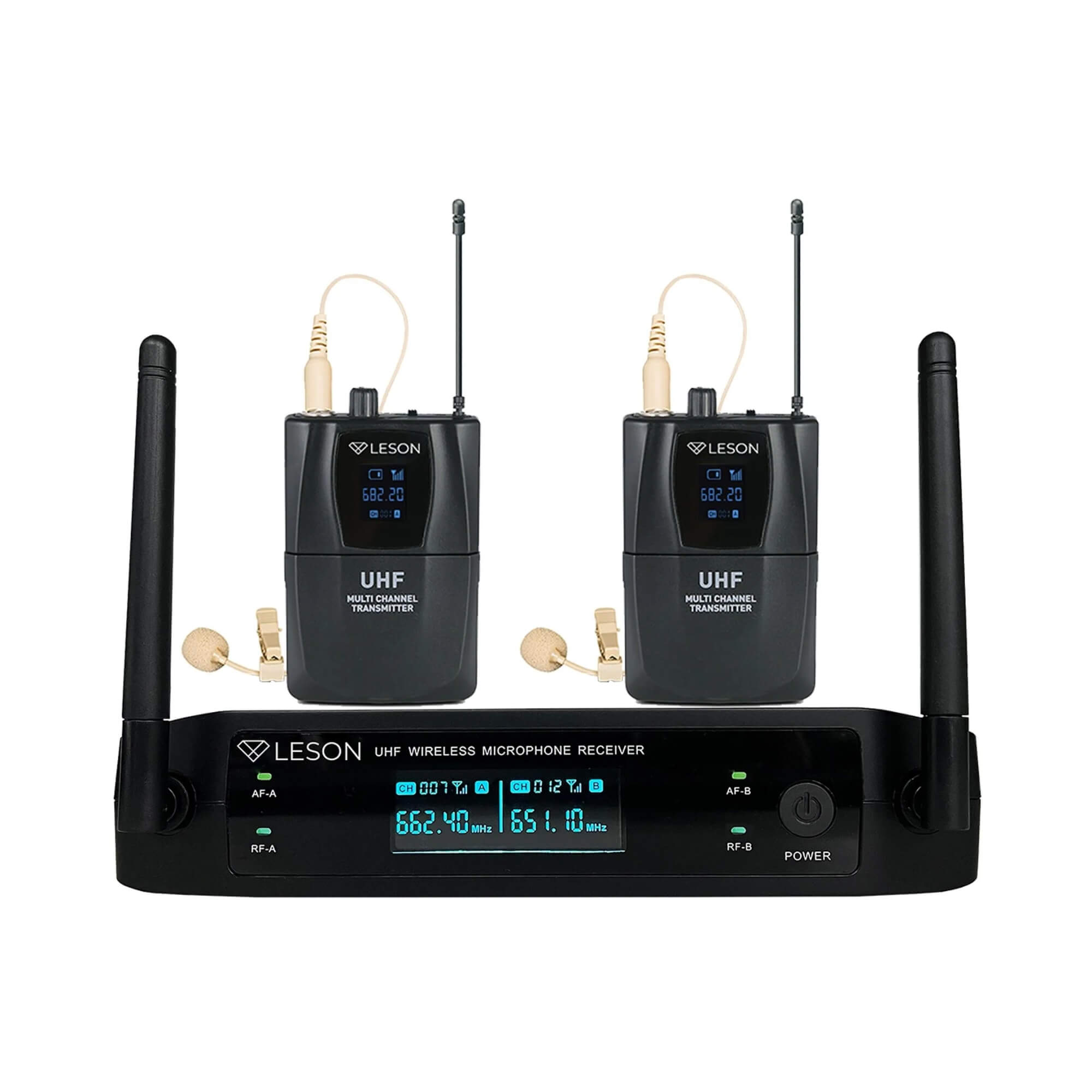 Microfone sem fio LS962 c/ 2 Lapelas Omnidirecional 96 Canais Bege Leson - 2AMLS9623