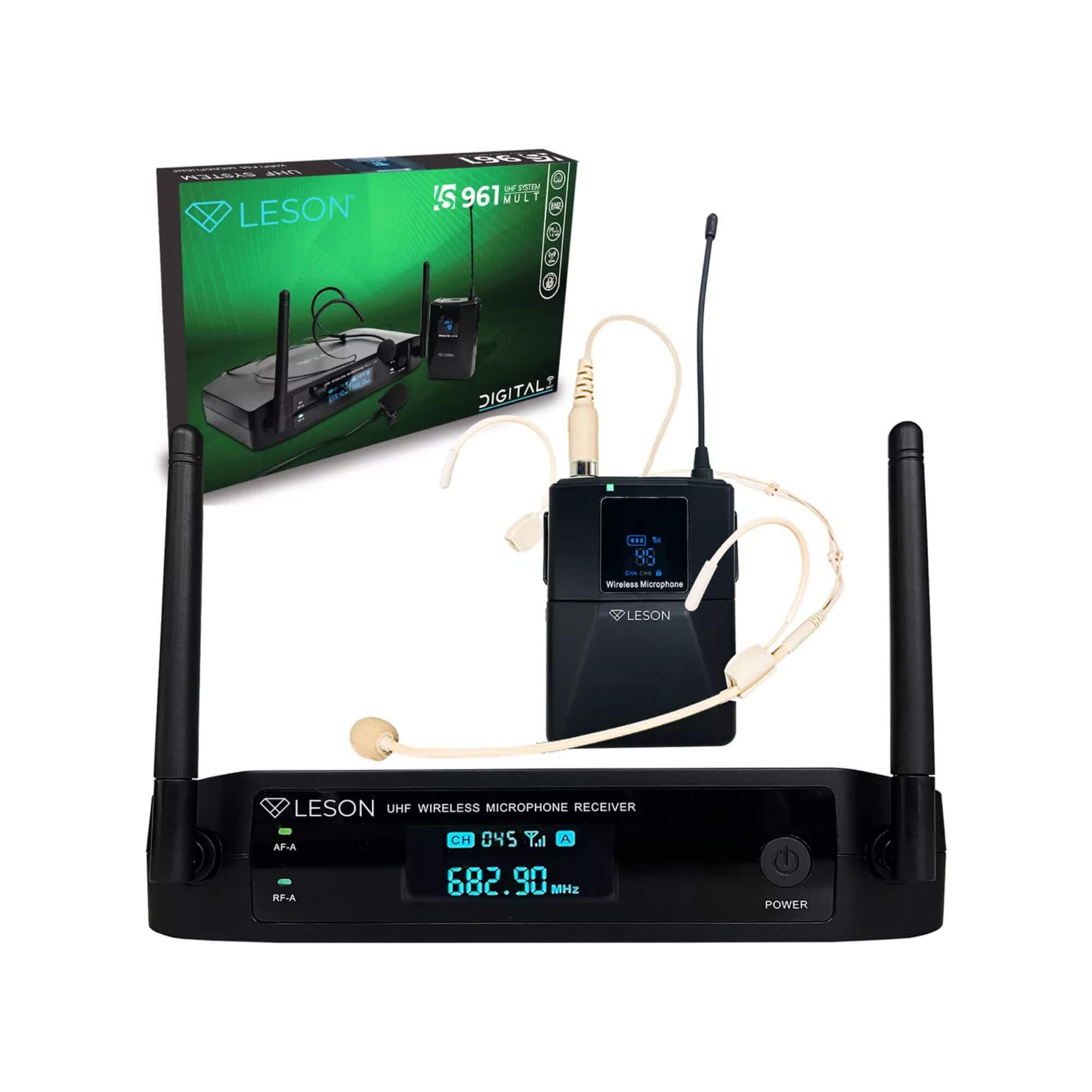 Microfone Sem Fio LS961 Headset Bege Omnidirecional 48 Canais Leson - 2AMLS9613