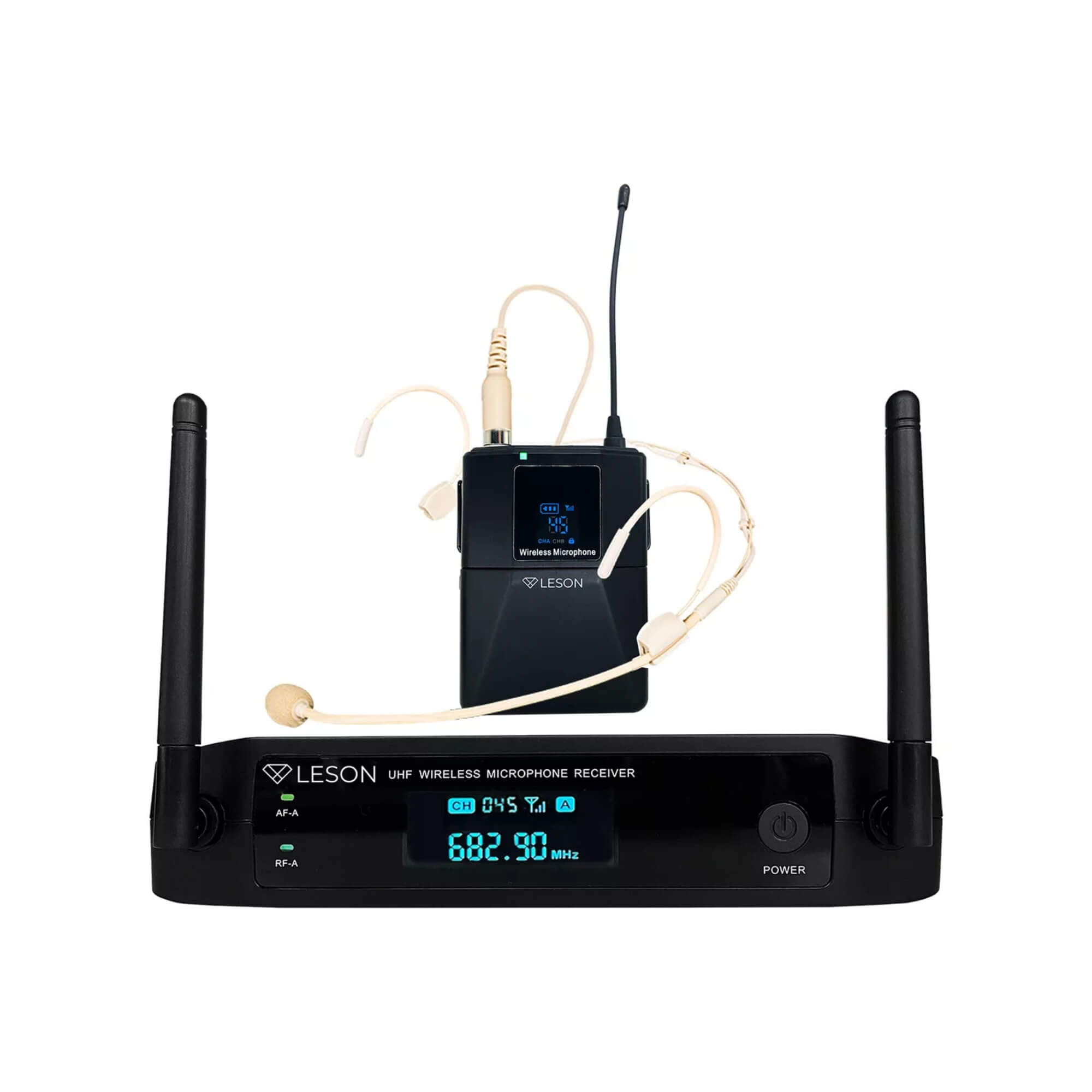 Microfone Sem Fio LS961 Headset Bege Omnidirecional 48 Canais Leson - 2AMLS9613