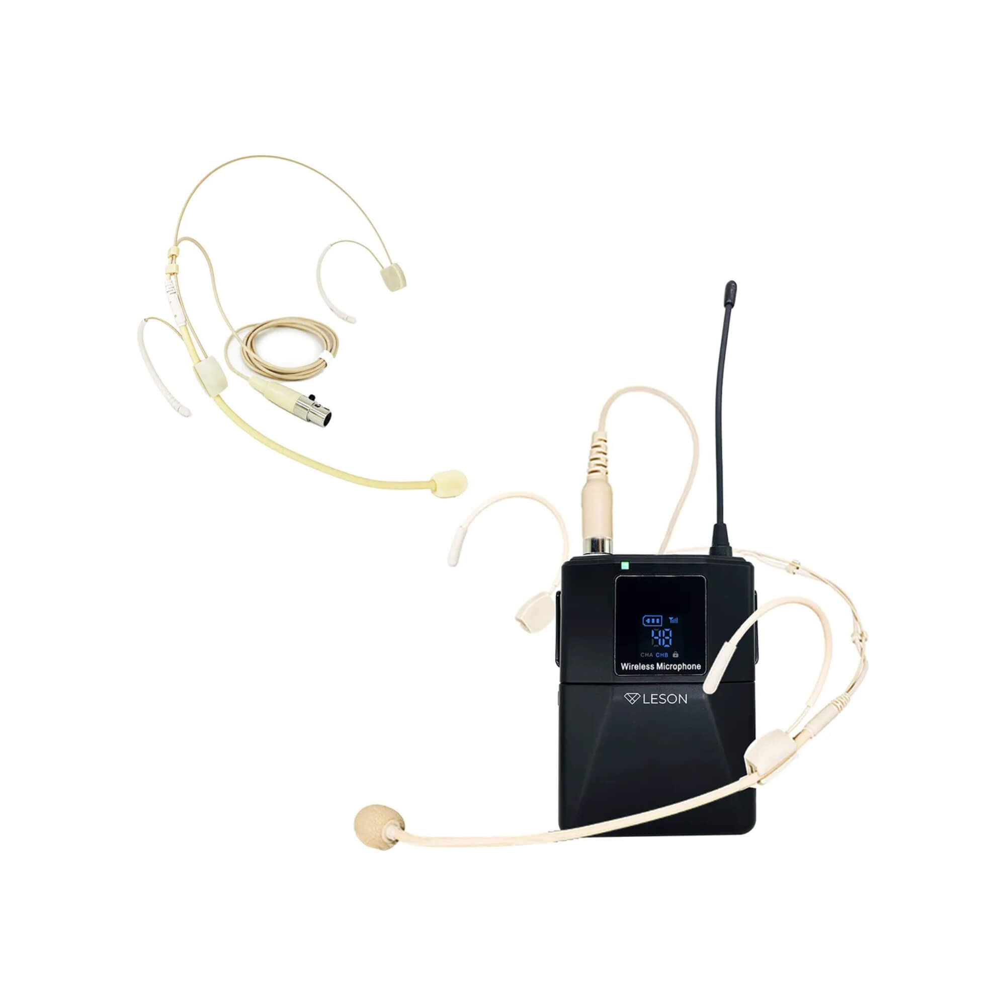 Microfone Sem Fio LS961 Headset Bege Omnidirecional 48 Canais Leson - 2AMLS9613
