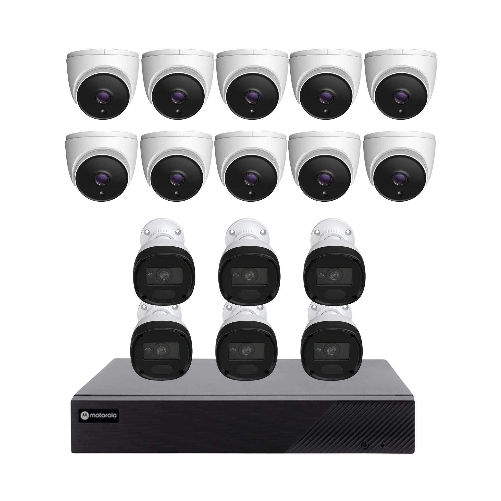 COMP DVR Gravador Híbrido 16 Canais 1080p Lite c/ 1x HD de 1TB + 10 Câmeras Dome + 6 Câmeras Bullet