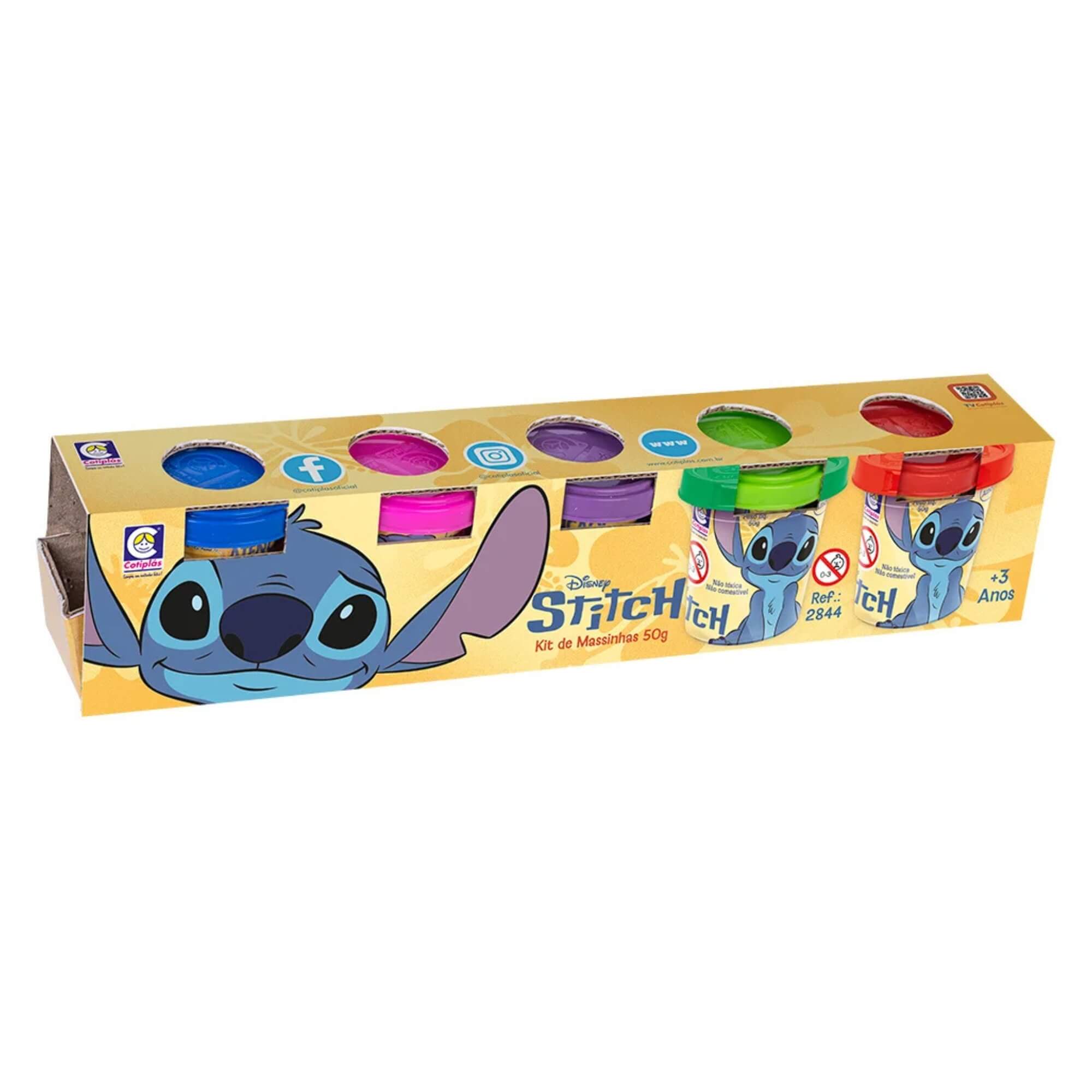 Brinquedo Infantil Kit de Massinhas de Modelar 50g Stitch Disney Cotiplás - 2844