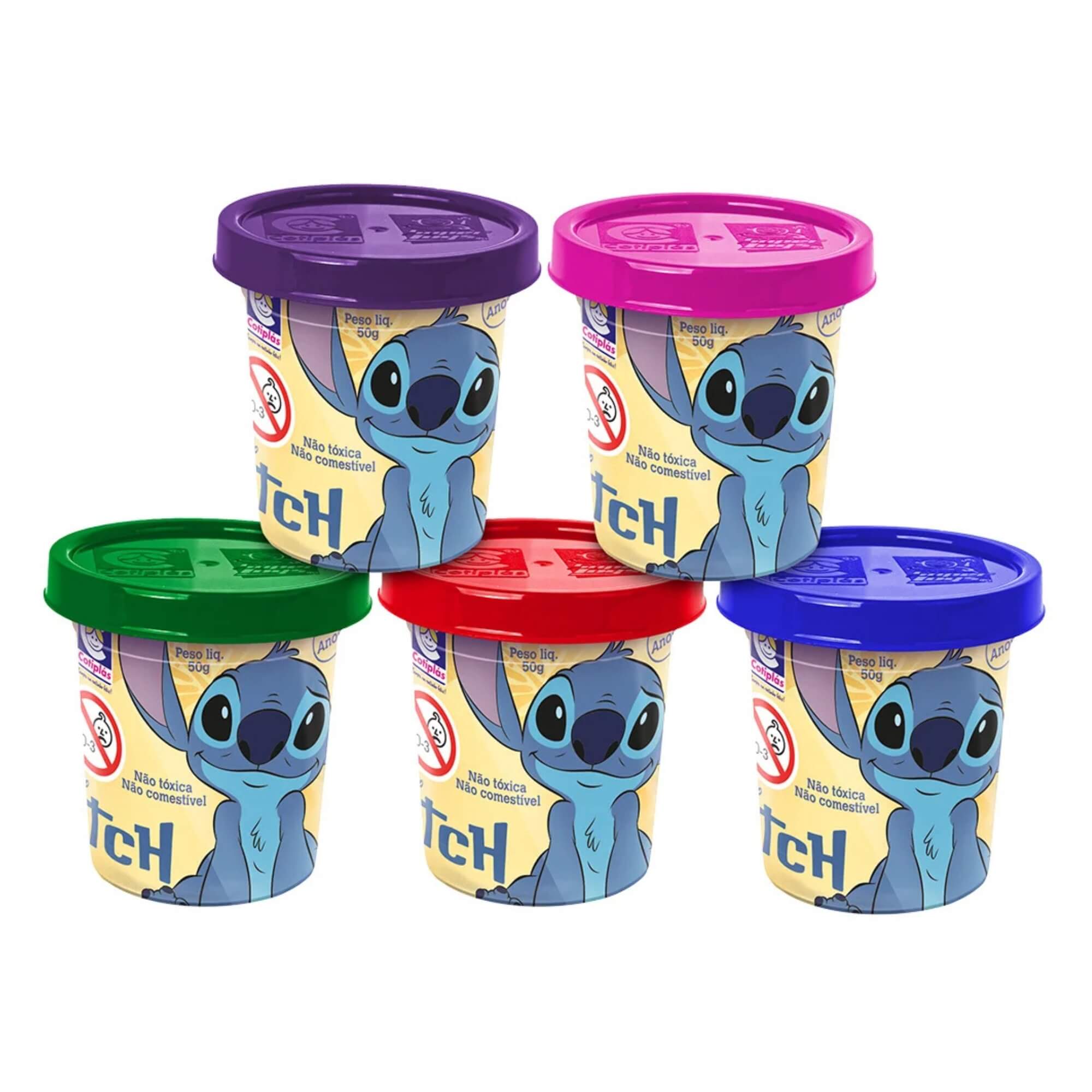 Brinquedo Infantil Kit de Massinhas de Modelar 50g Stitch Disney Cotiplás - 2844