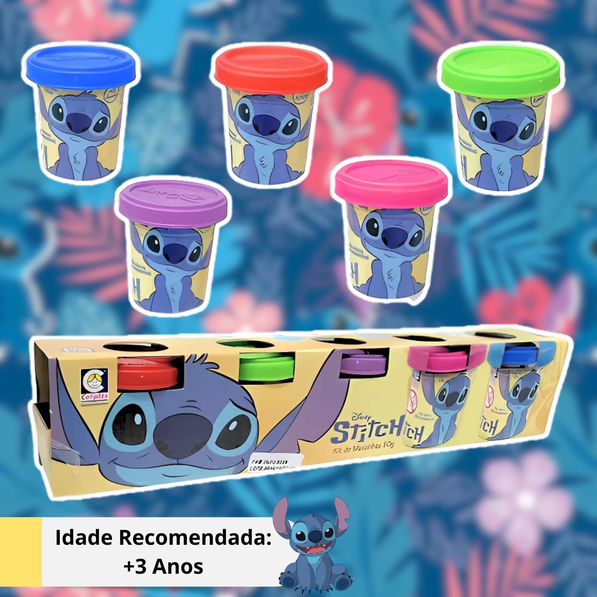 Brinquedo Infantil Kit de Massinhas de Modelar 50g Stitch Disney Cotiplás - 2844
