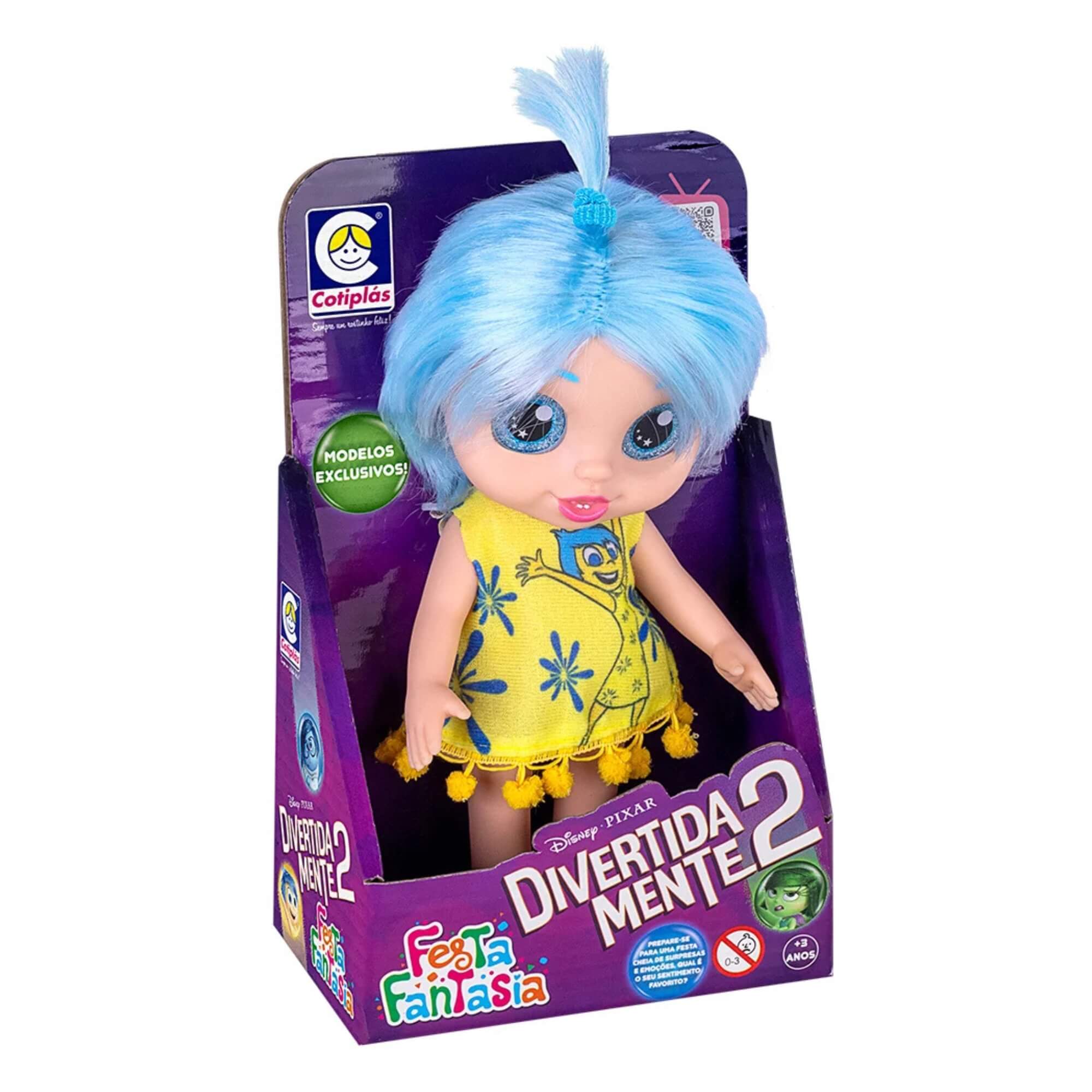 Boneca Infantil Divertida Mente 2 Festa Fantasia Alegria Cotiplás - 2877