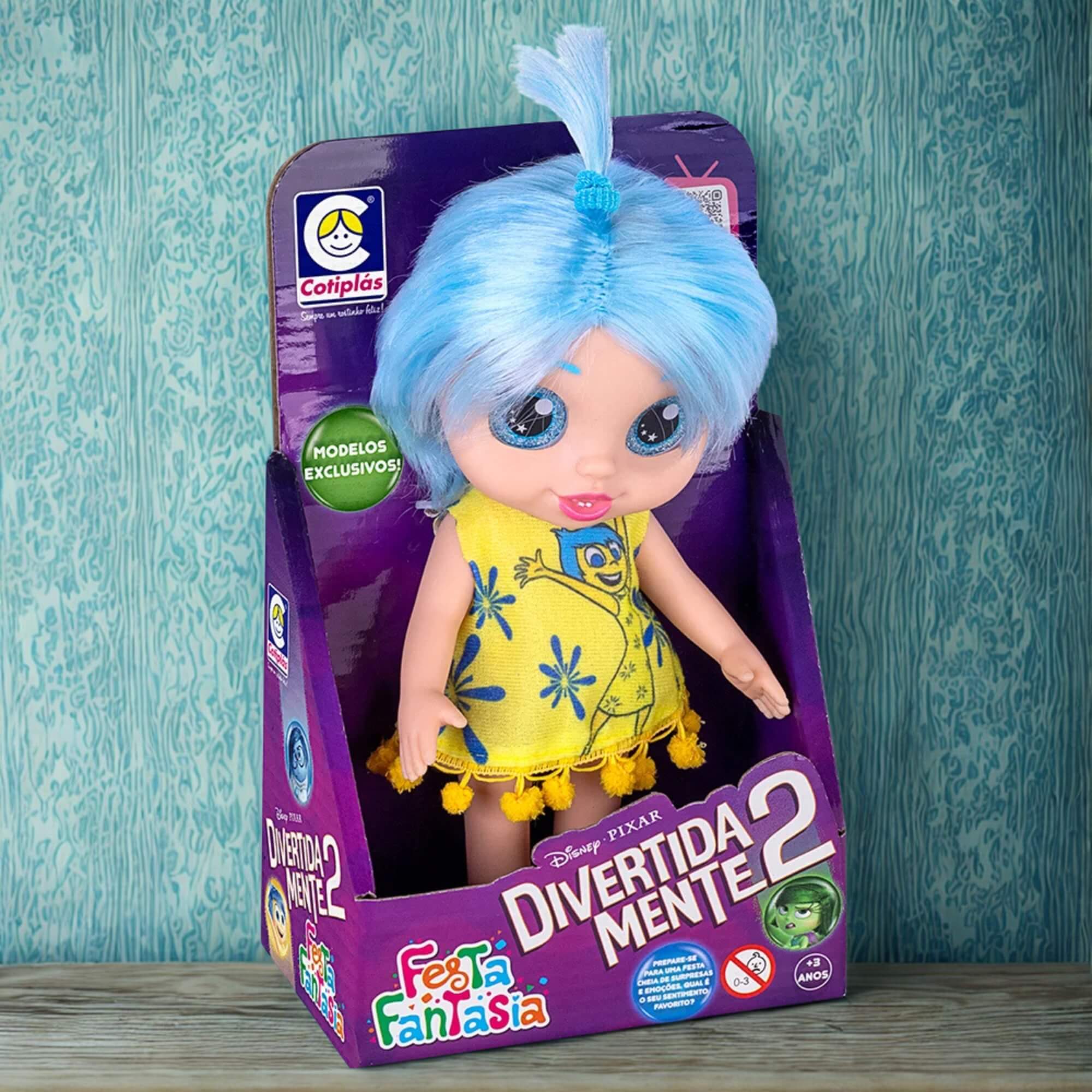 Boneca Infantil Divertida Mente 2 Festa Fantasia Alegria Cotiplás - 2877