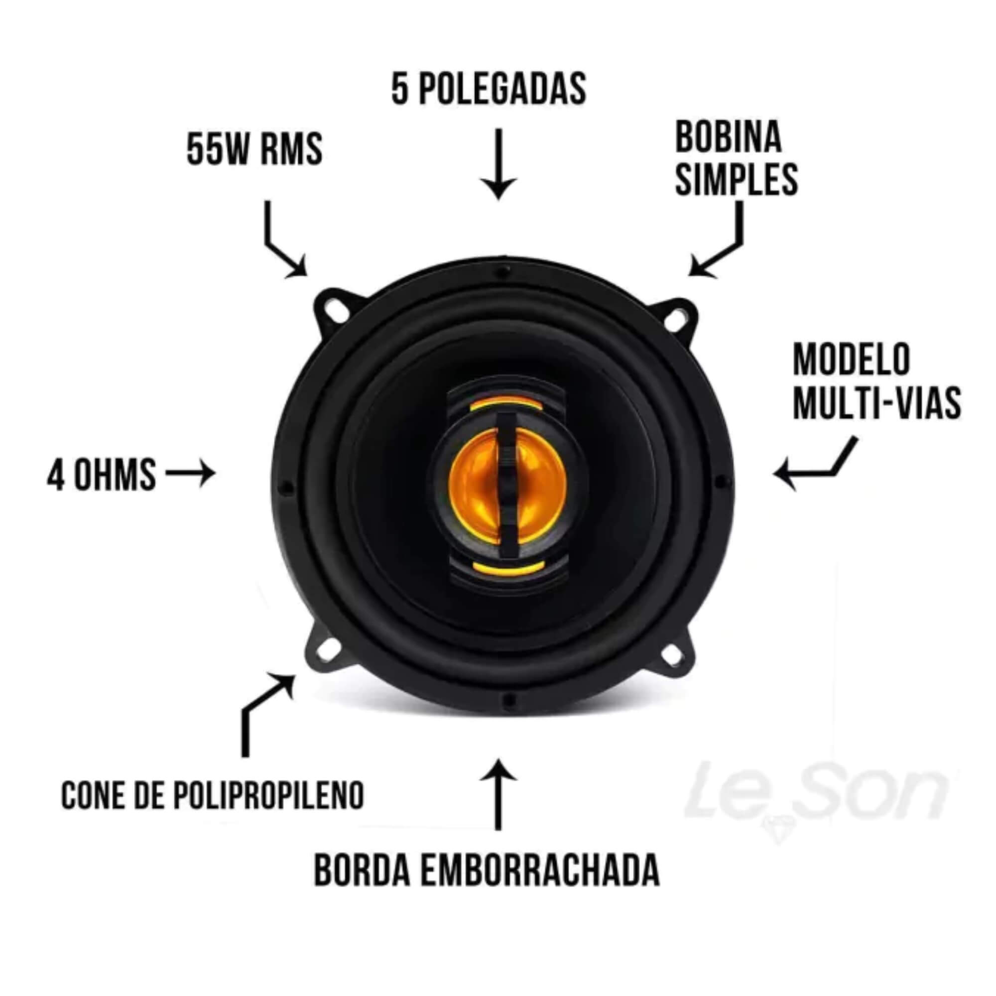 Kit Alto Falantes Portas Dianteiras Traseiras 220WRMS Flex Leson
