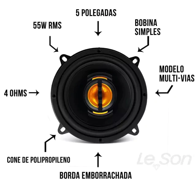 Kit Alto Falantes Portas Dianteiras Traseiras 220WRMS Flex Leson Car.:Hyundai Tucson 09 a 2017