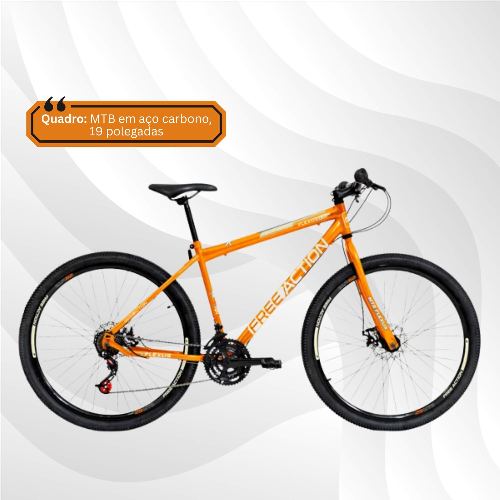 Bicicleta Aro 29" Flexus 1.5 MTB 21V Disk-Brake Laranja Free Action - 3020601381302-066