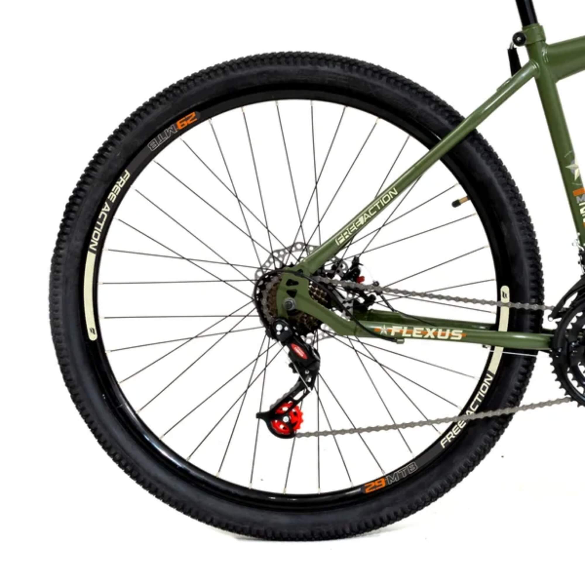 Bicicleta Aro 29" Flexus 1.5 MTB 21V Disk-Brake Verde Militar Free Action - 3020601381302-065