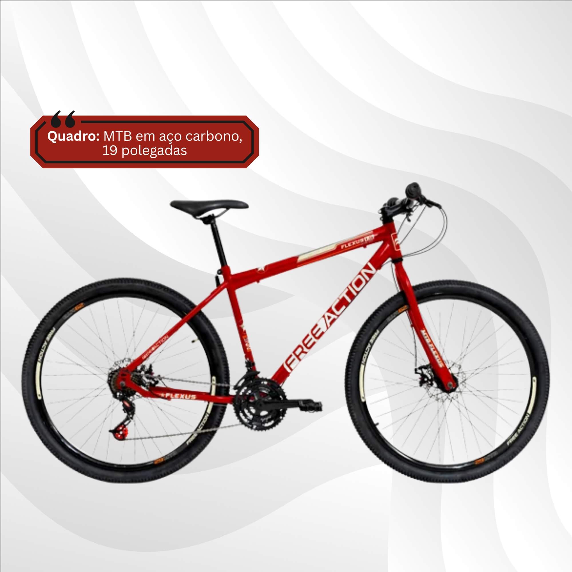 Bicicleta Aro 29" Flexus 1.5 MTB 21V Disk-Brake Vermelho Free Action - 3020601381302-074