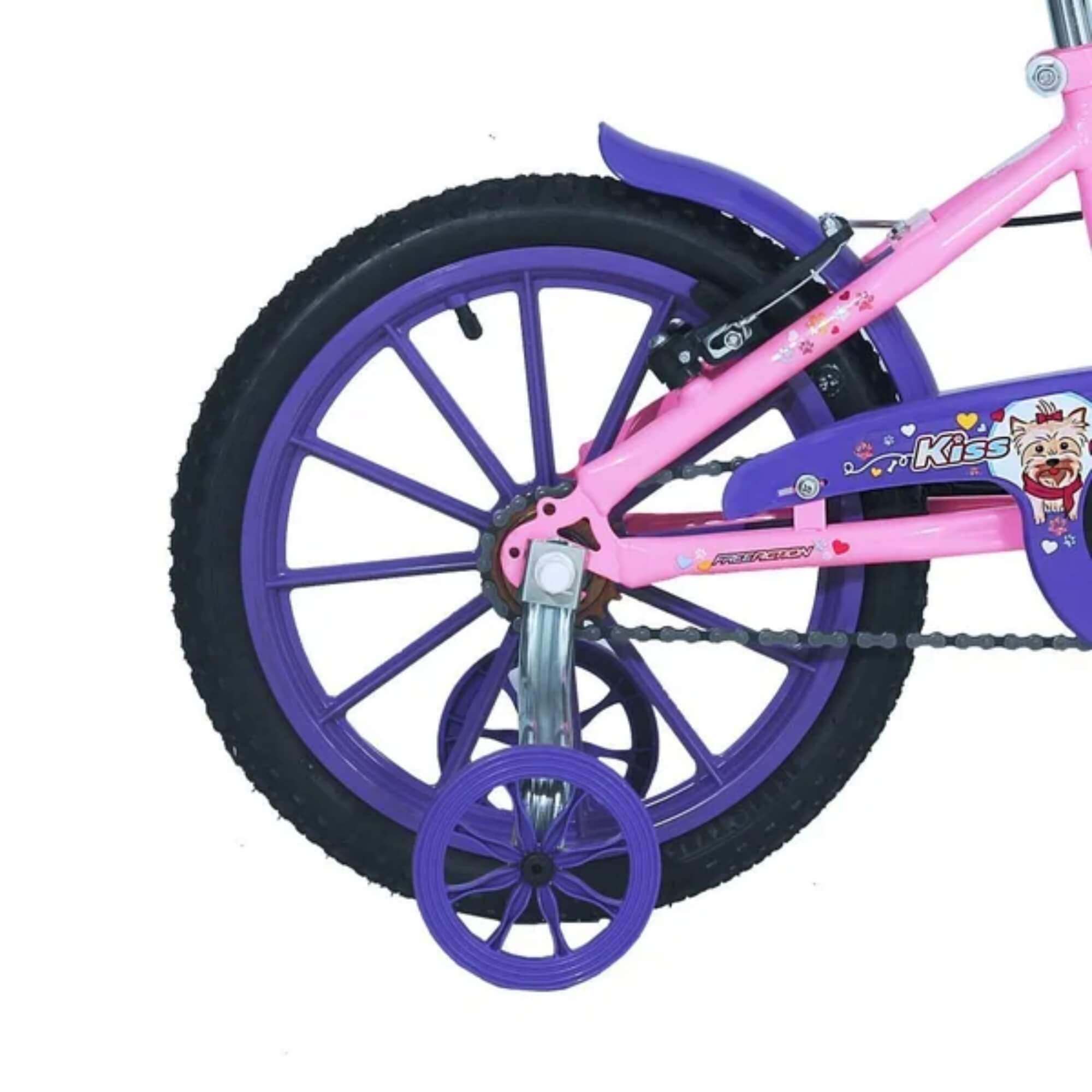 Bicicleta Infantil Aro 16" Kiss com Cesta Rosa Free Action - 3020701041801-057