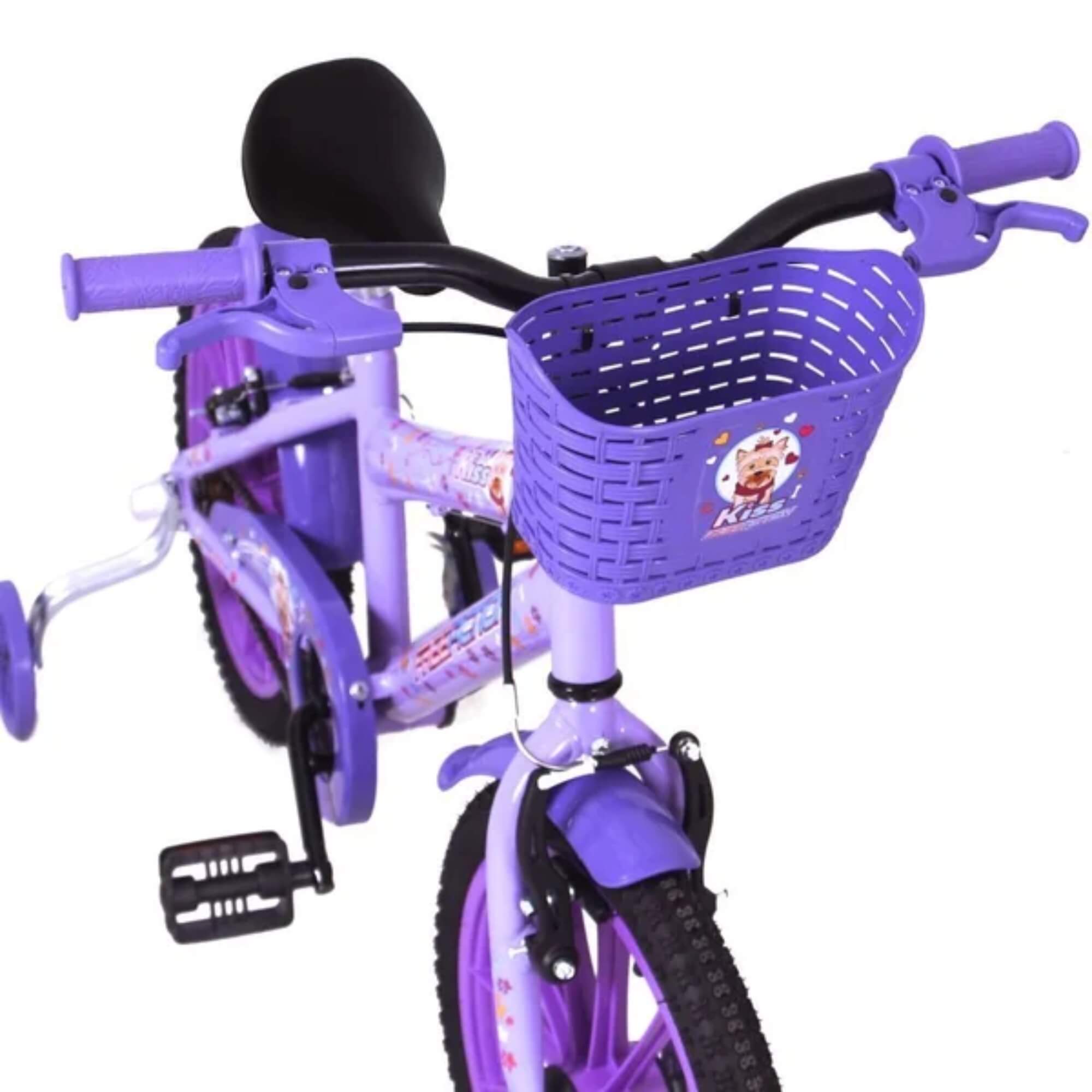 Bicicleta Infantil Aro 16" Kiss com Cestinha Lilás Free Action - 3020701041801-056