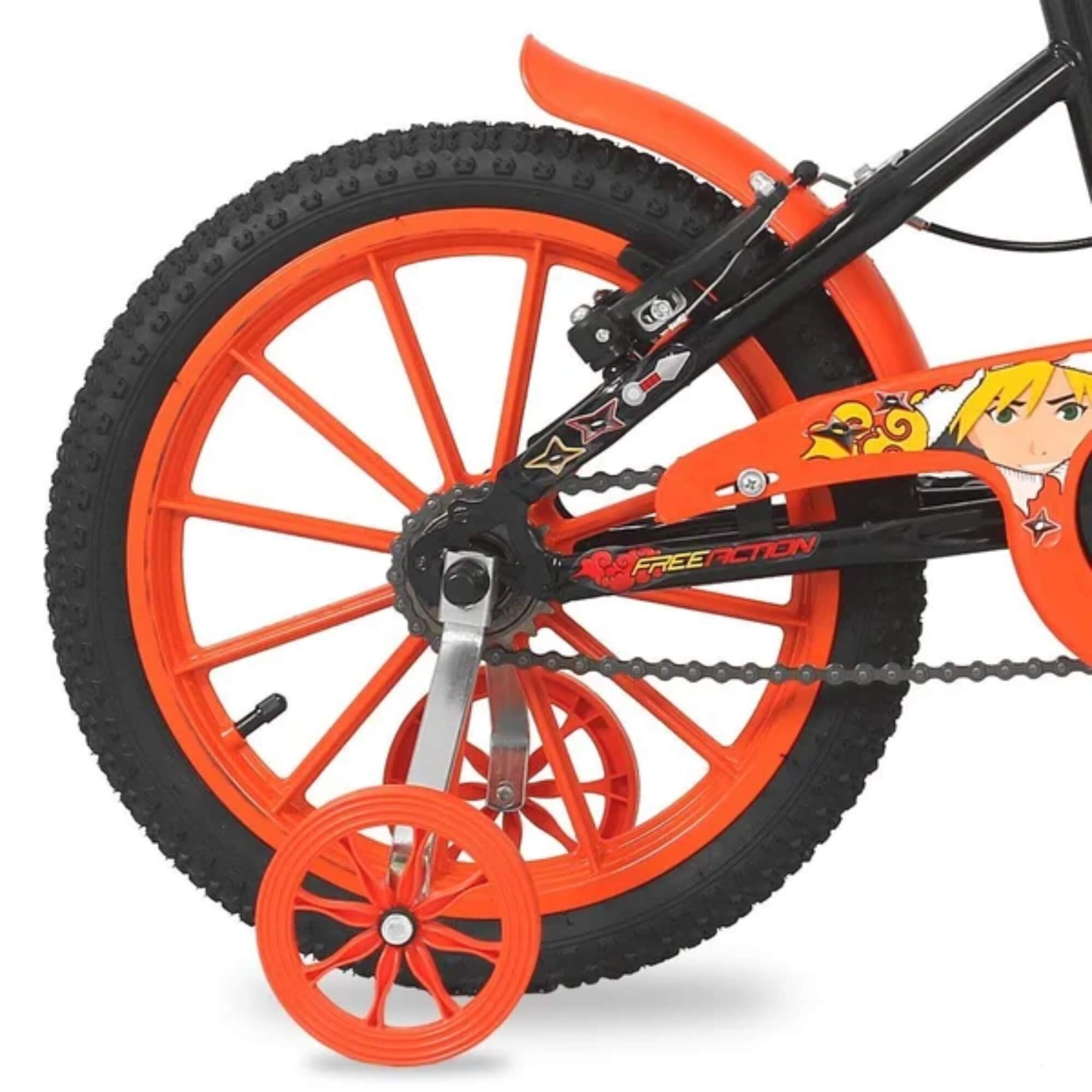 Bicicleta Infantil Aro 16" Joy MTB 1V V-Brake Preto Brilho Free Action - 3020701053201-021