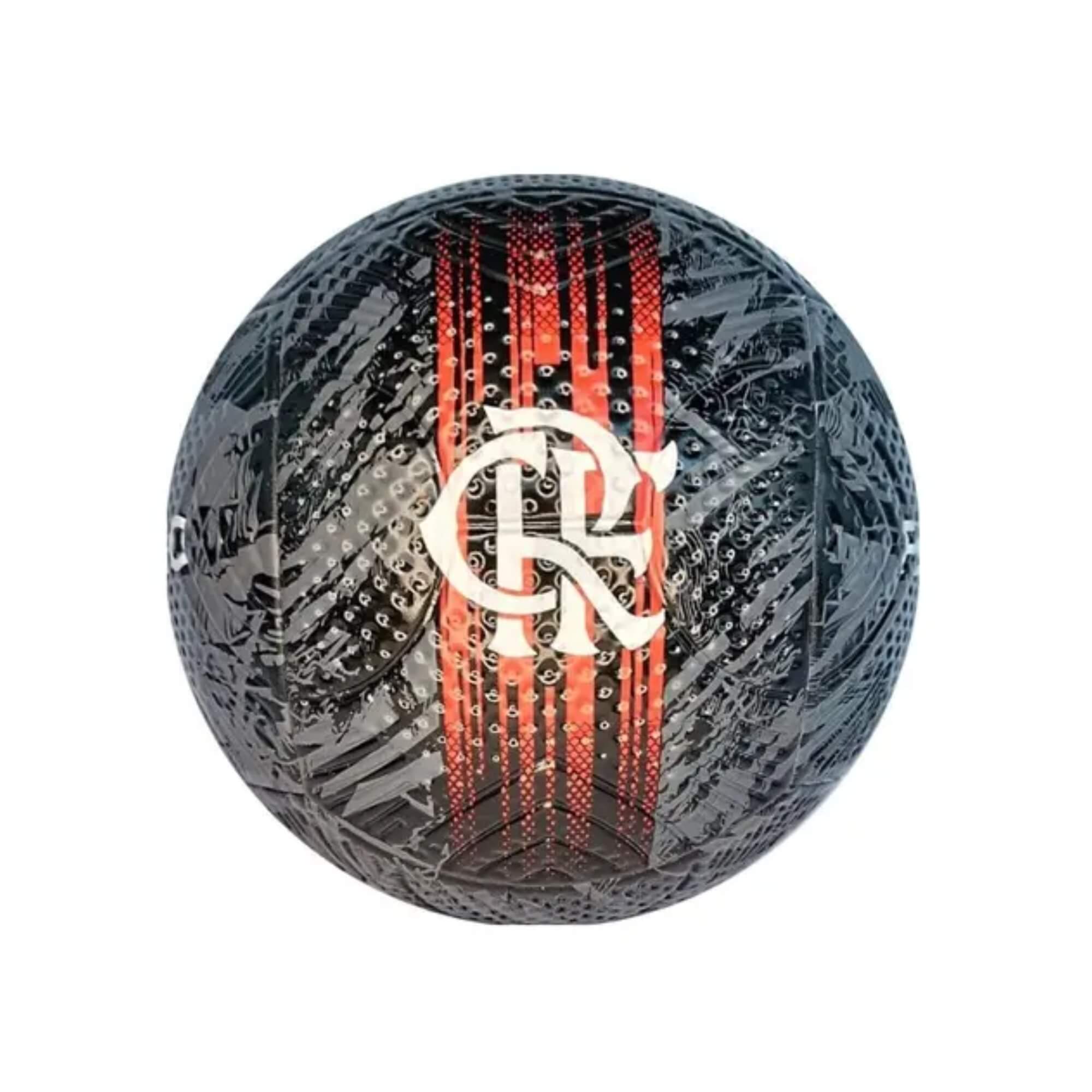 Bola de Futebol PVC/PU Nº 5 Flamengo cor Preta e Vermelha Futebol e Magia - 1920