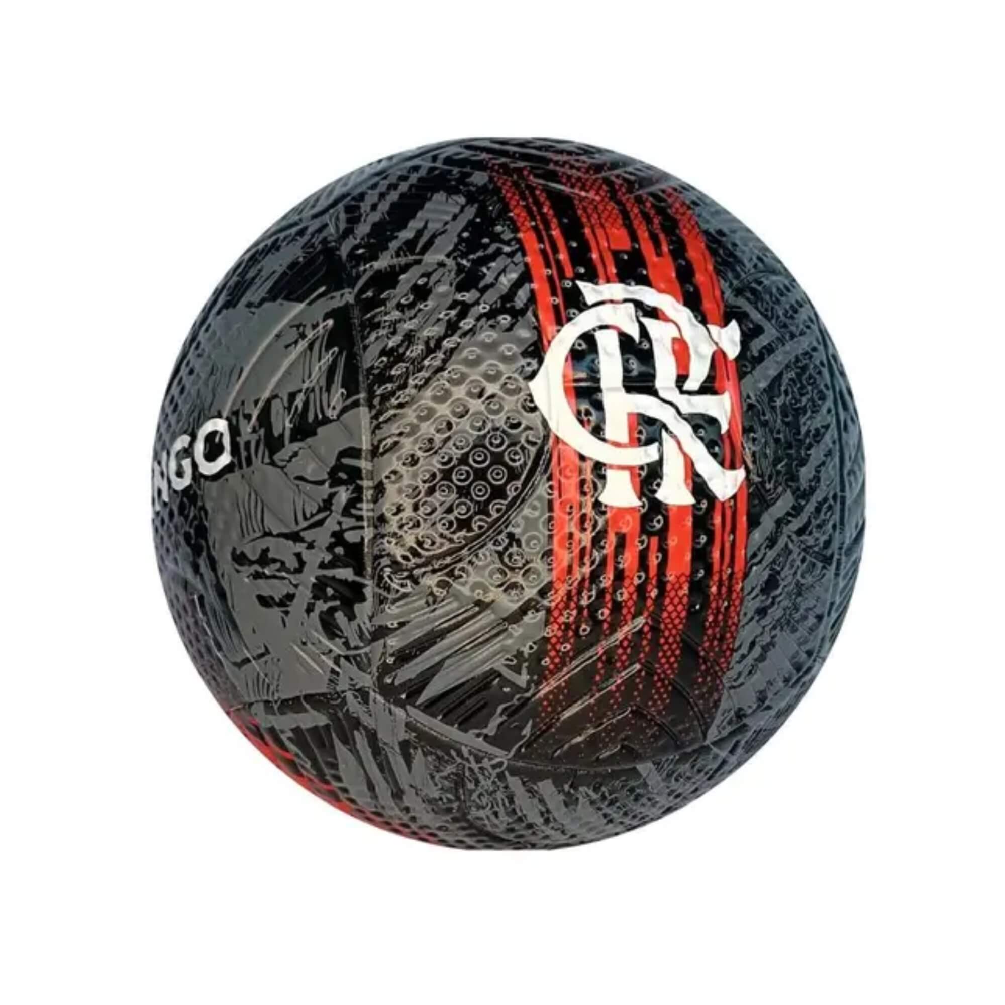 Bola de Futebol PVC/PU Nº 5 Flamengo cor Preta e Vermelha Futebol e Magia - 1920