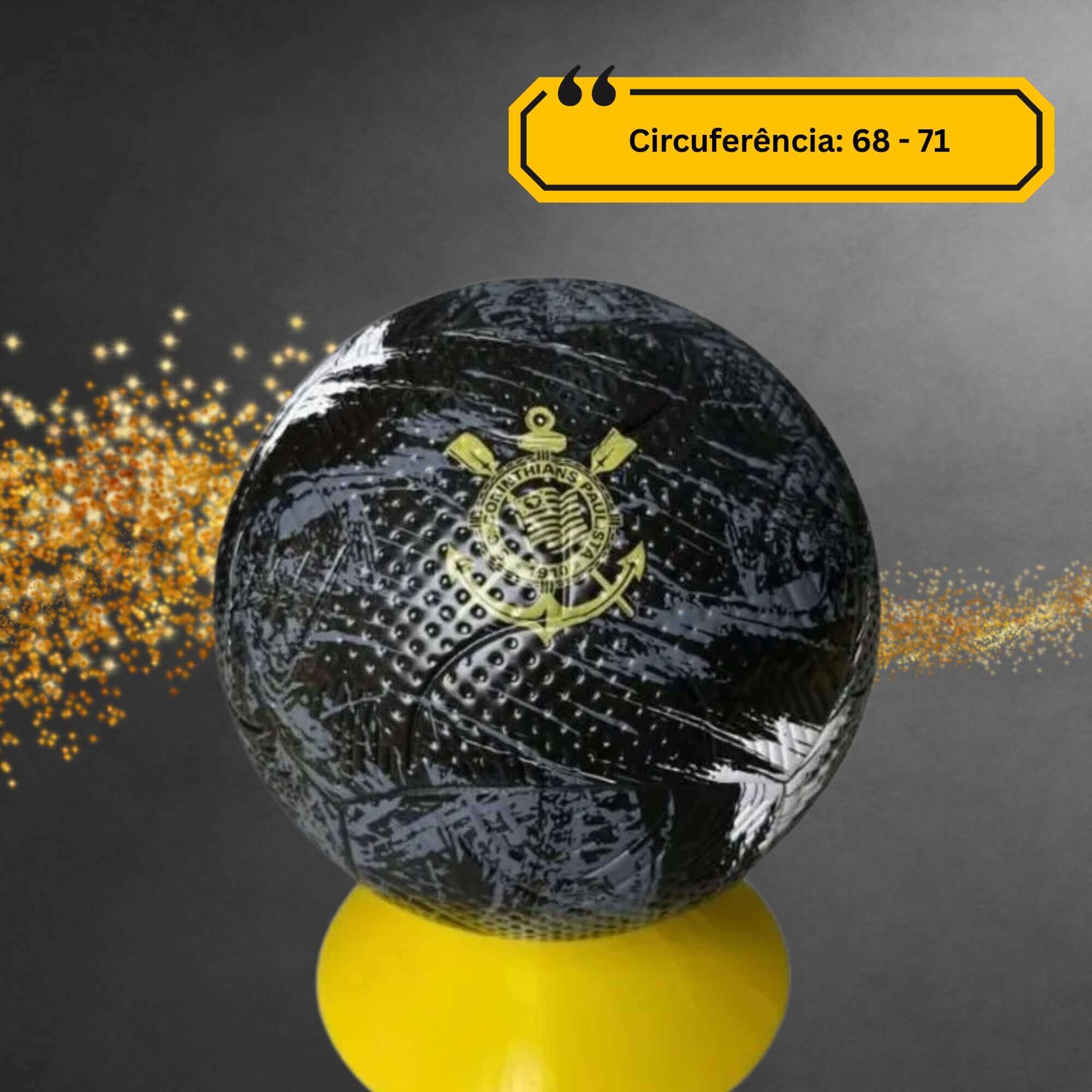 Bola de Futebol PVC/PU Nº 5 Corinthians Preta e Dourada Futebol e Magia - 1875